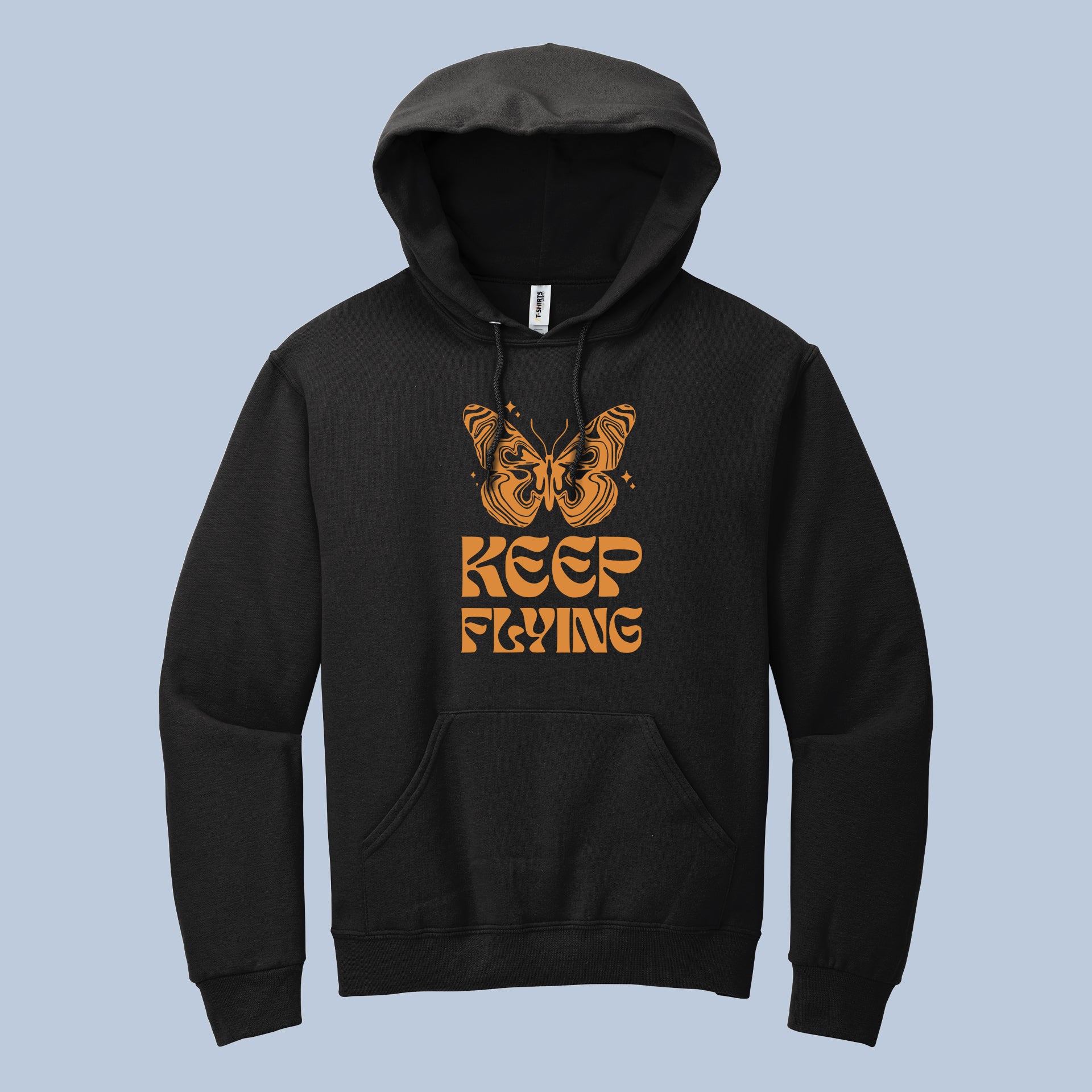 Keep Flying Butterfly Hoodie – Inspirational Graphic Unisex Sweatshirt, Motivational Quote Hoodie
