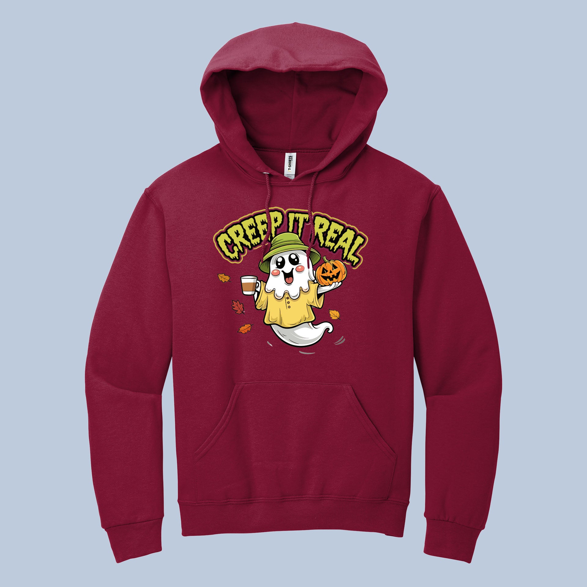 Creep It Real Halloween Hoodie – Cute Ghost with Pumpkin & Coffee Sweatshirt for Spooky Season 4