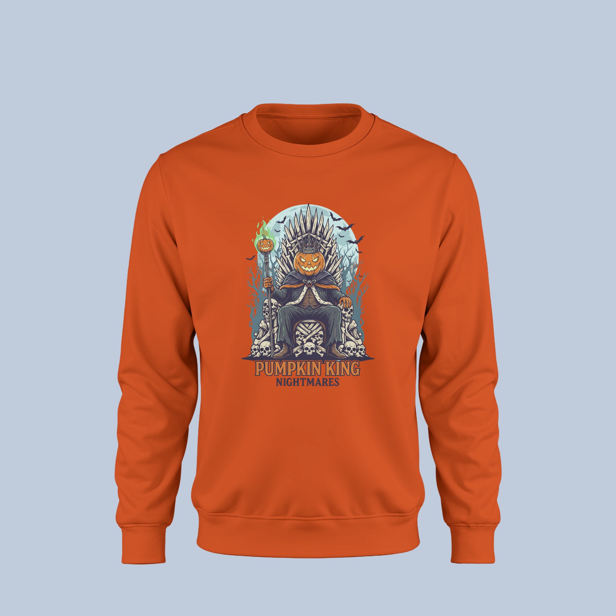 Pumpkin King Halloween Sweatshirt – Spooky Jack O’Lantern Throne Crewneck – Gothic Fall Pullover for Men & Women 3