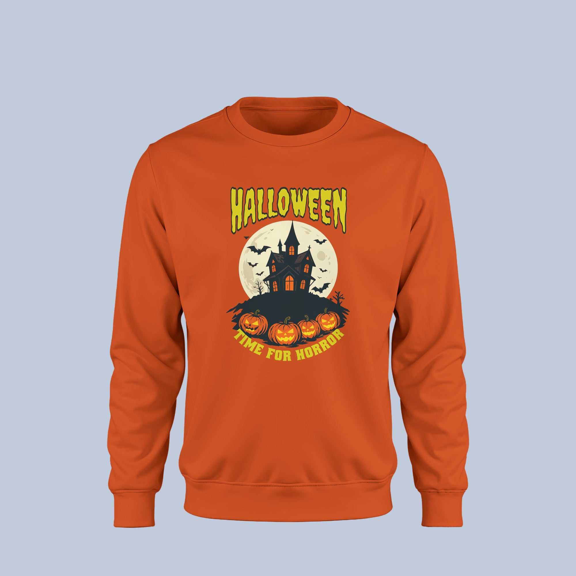 Haunted House Halloween Sweatshirt β Spooky Pumpkin Moon Crewneck β Time for Horror Fall Pullover for Men & Women 3