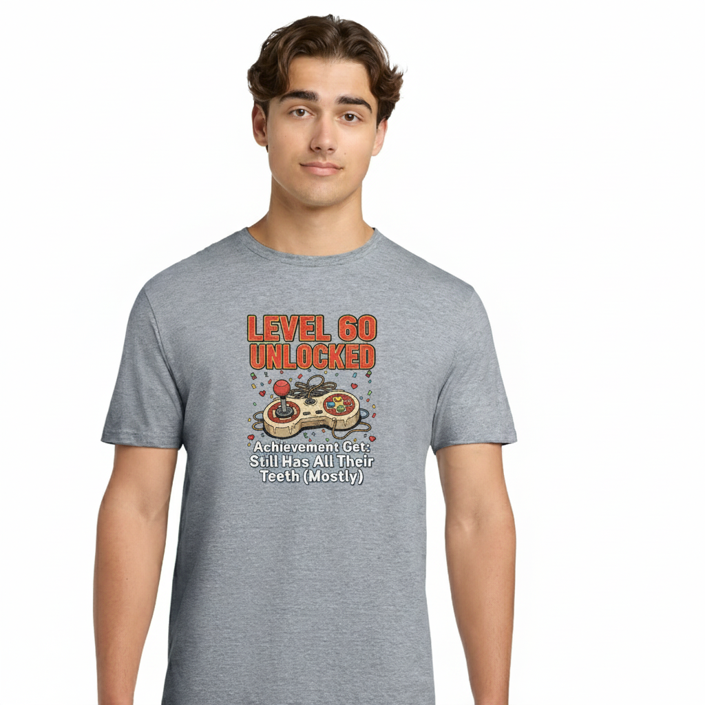 Level 60 Unlocked Funny Gamer 60th Birthday T-Shirt with Still Has All Their Teeth (Mostly) Achievement 4