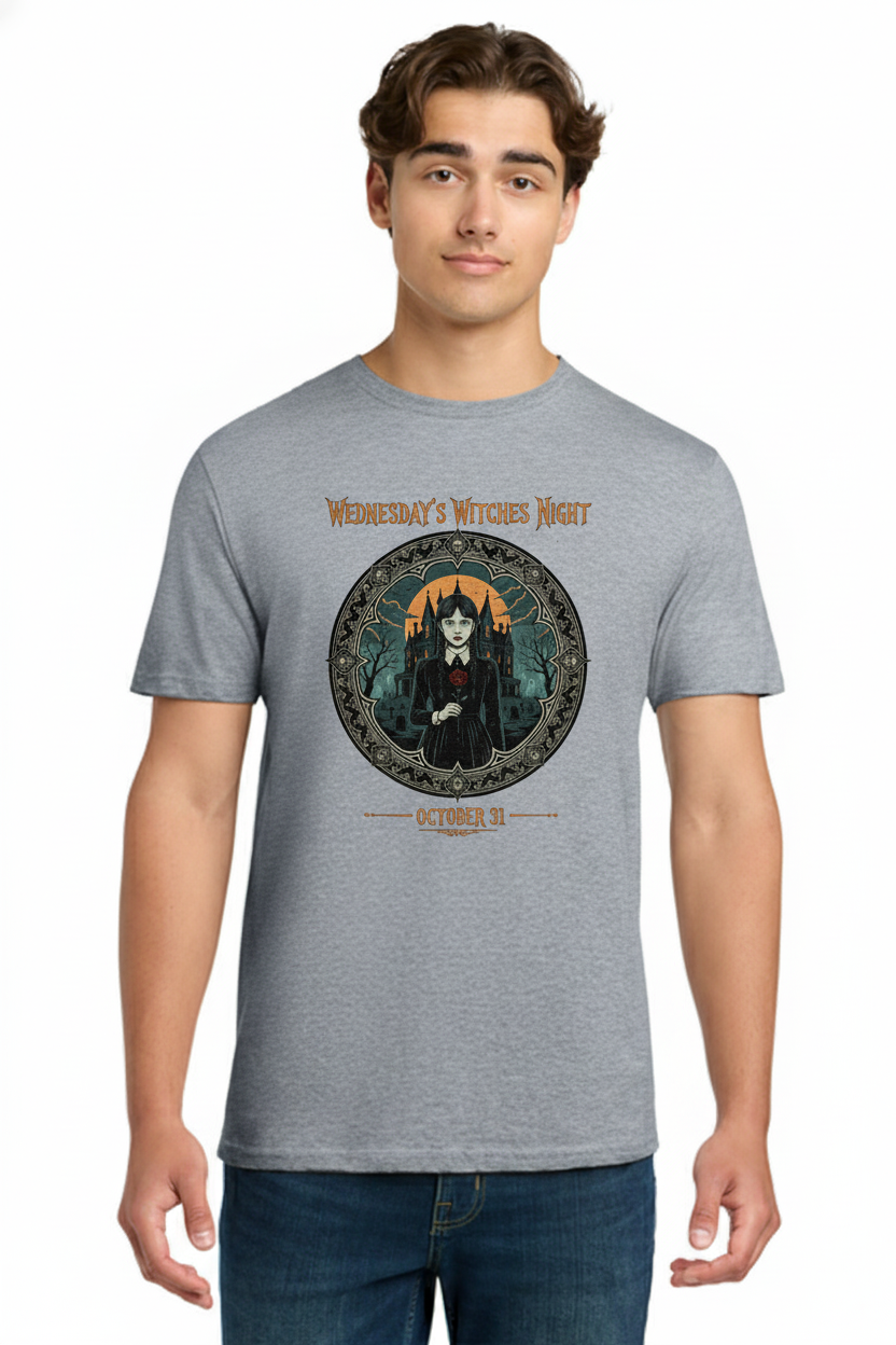Wednesday's Witches Night - Spooky and Crazy Halloween Design with Wednesday Addams Tee 4