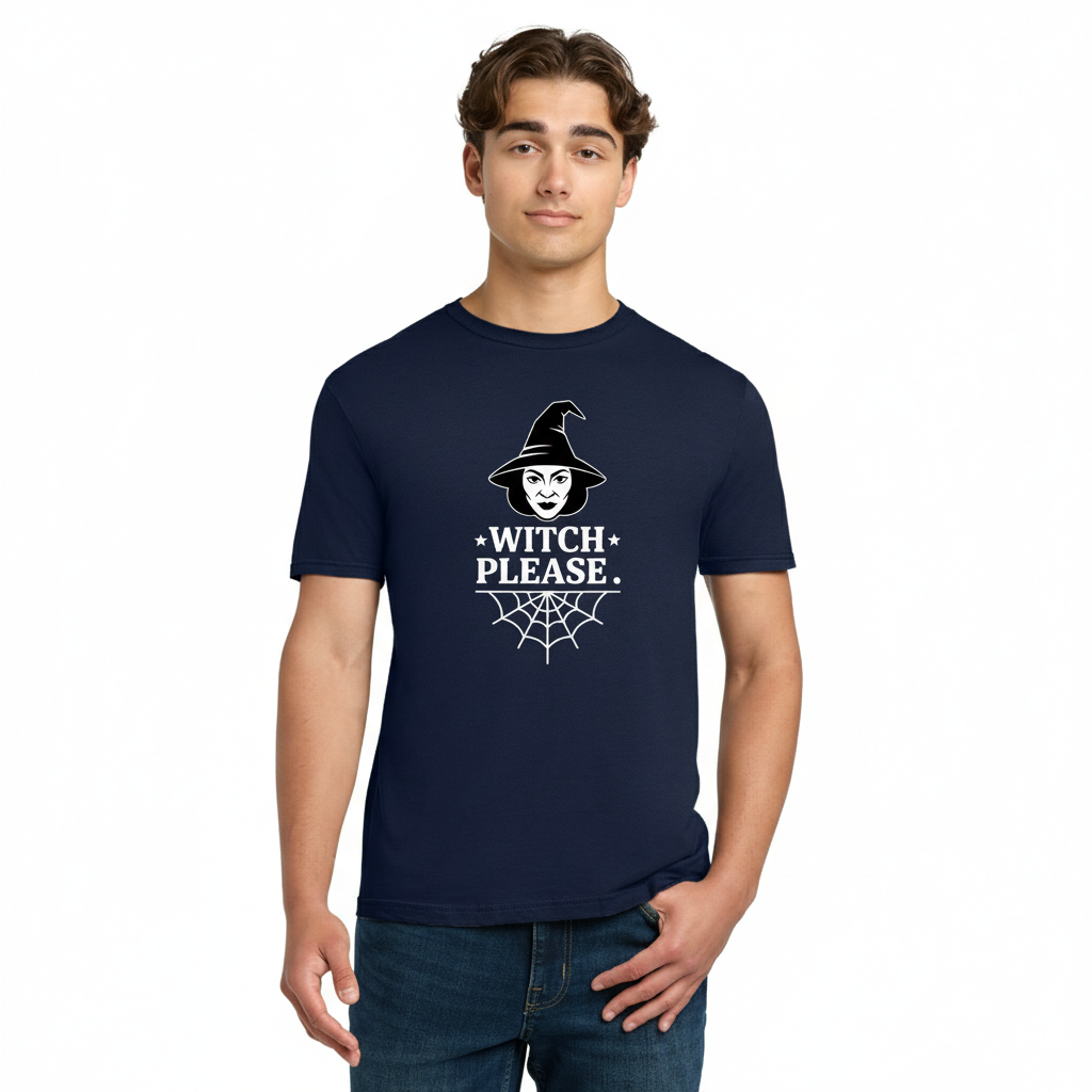 Witch Please T-Shirt - Funny Halloween Witch Face & Spiderweb Graphic Tee 3