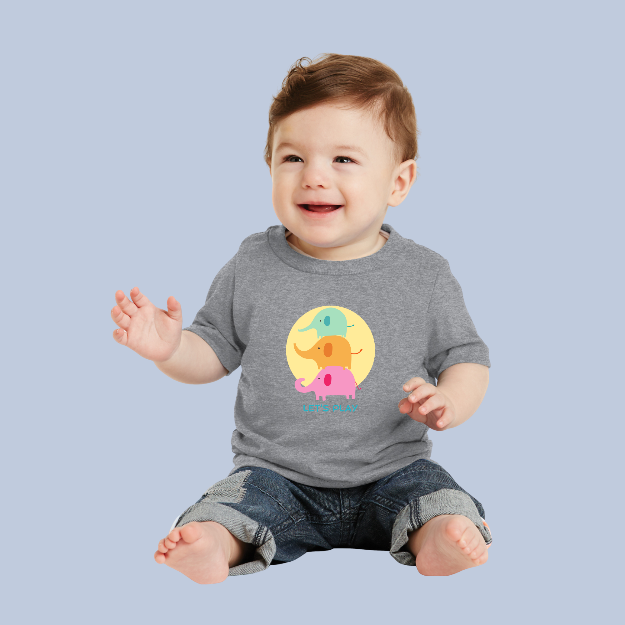 Let's Play Colorful Elephants Kids' T-Shirt - Soft Cotton Toddler Tee 12