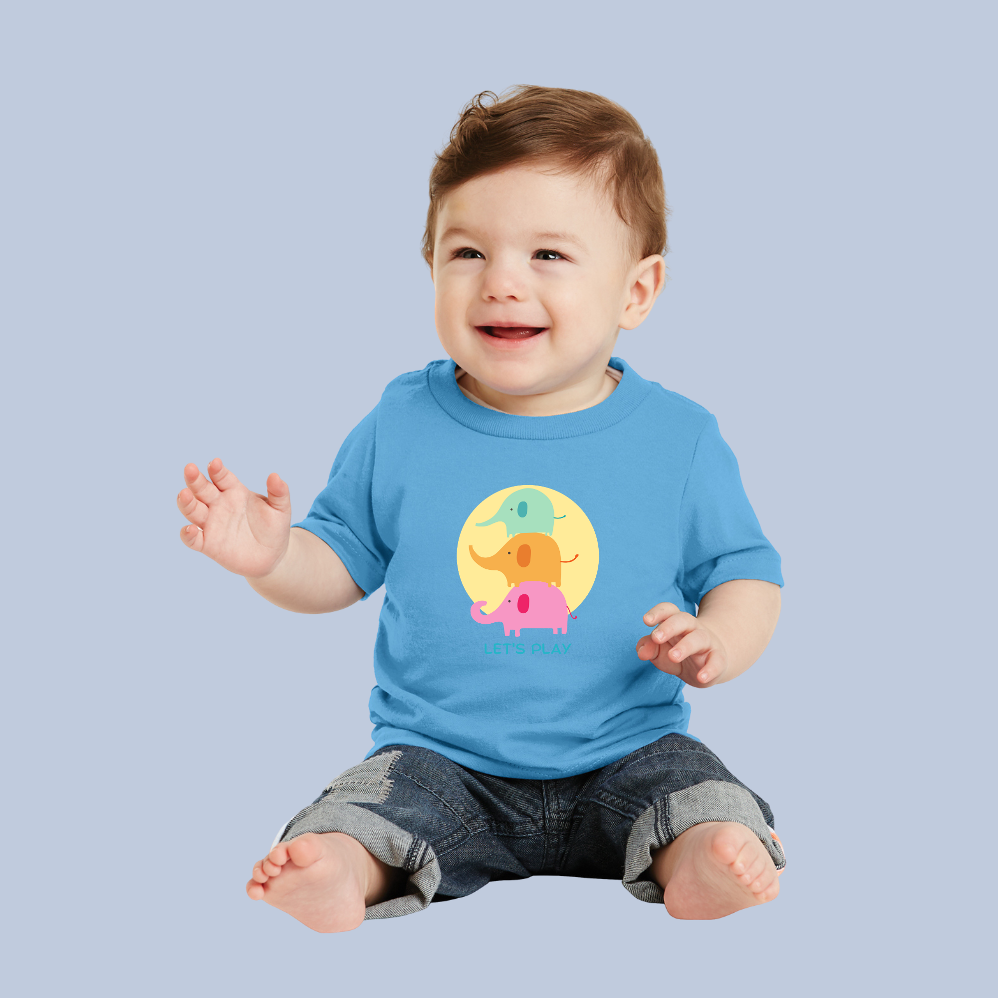 Let's Play Colorful Elephants Kids' T-Shirt - Soft Cotton Toddler Tee 13