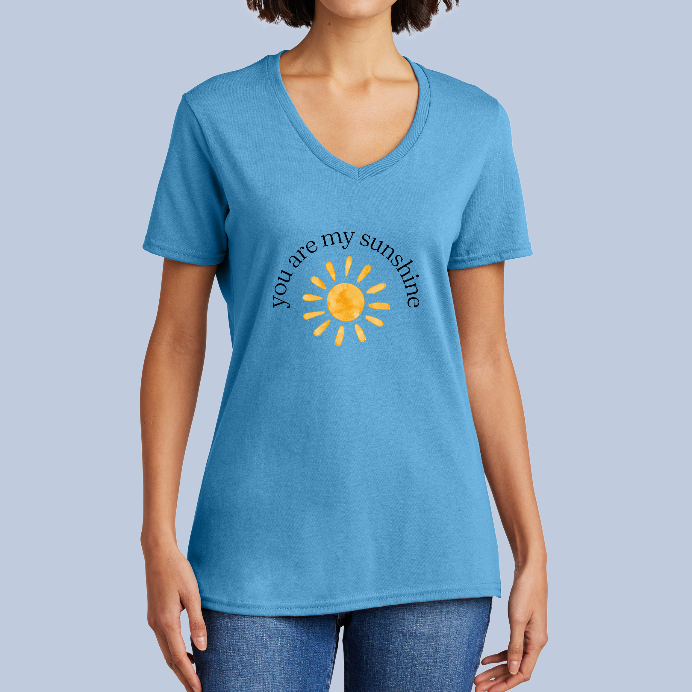 You Are My Sunshine V-Neck Cotton T-Shirt - Positive Sun Tee for Women 5