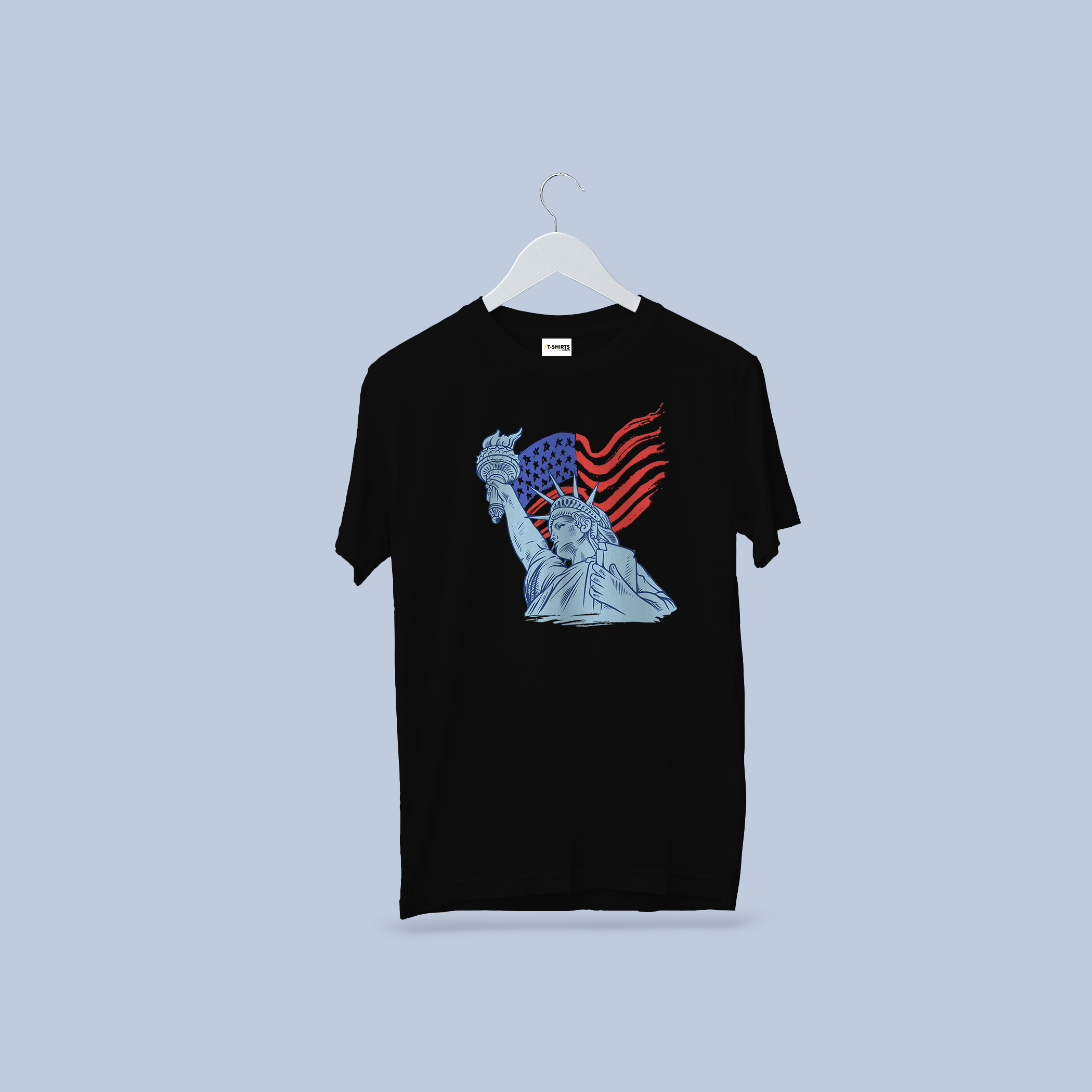 Statue of Liberty & American Flag Graphic Tee | Patriotic USA Black T-Shirt