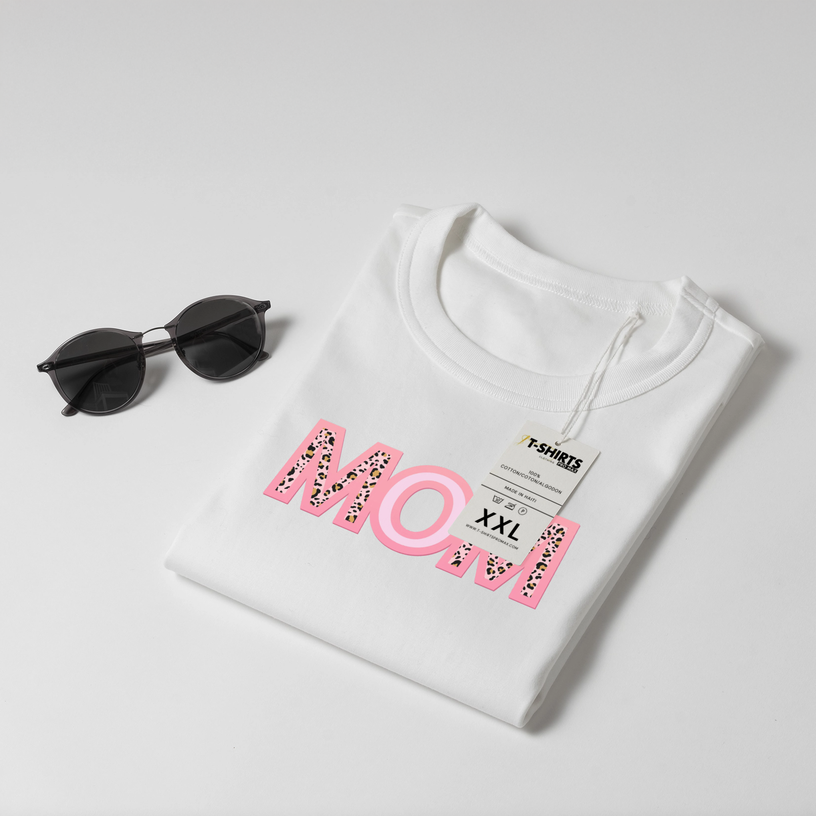 "MOM" Leopard Print & Pink Block Letter T-Shirt 3