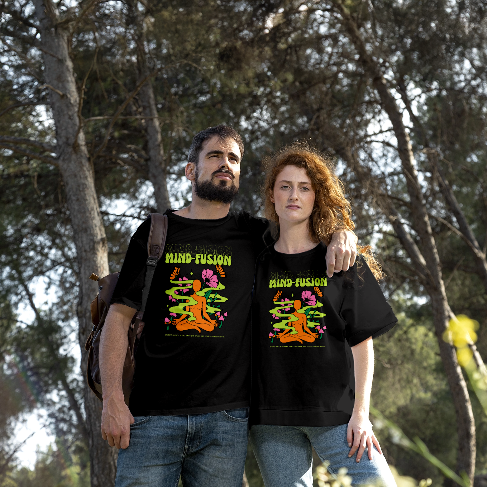 Mind-Fusion Meditation & Nature Black T-Shirt 4