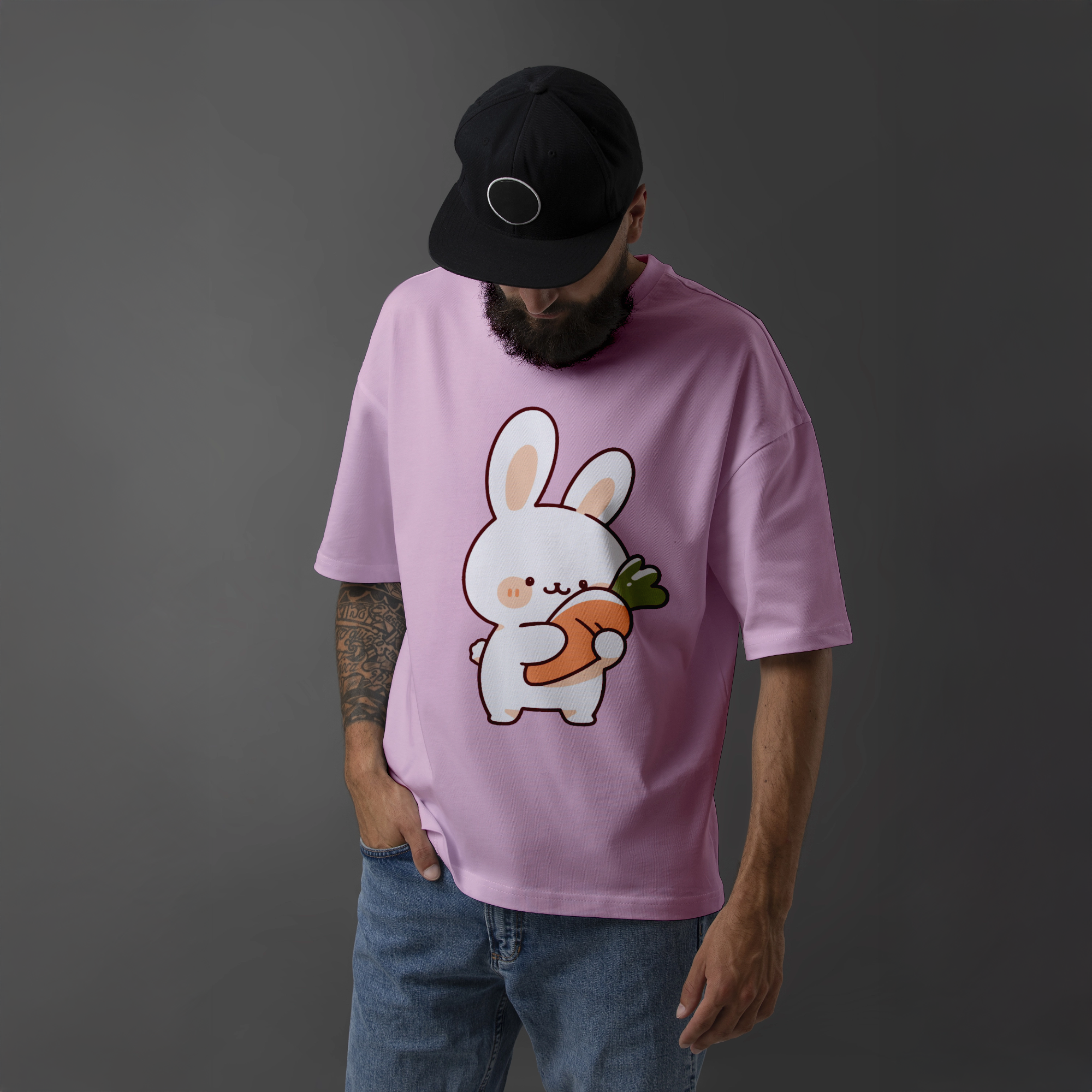 Cute Bunny with Carrot Graphic T-Shirt