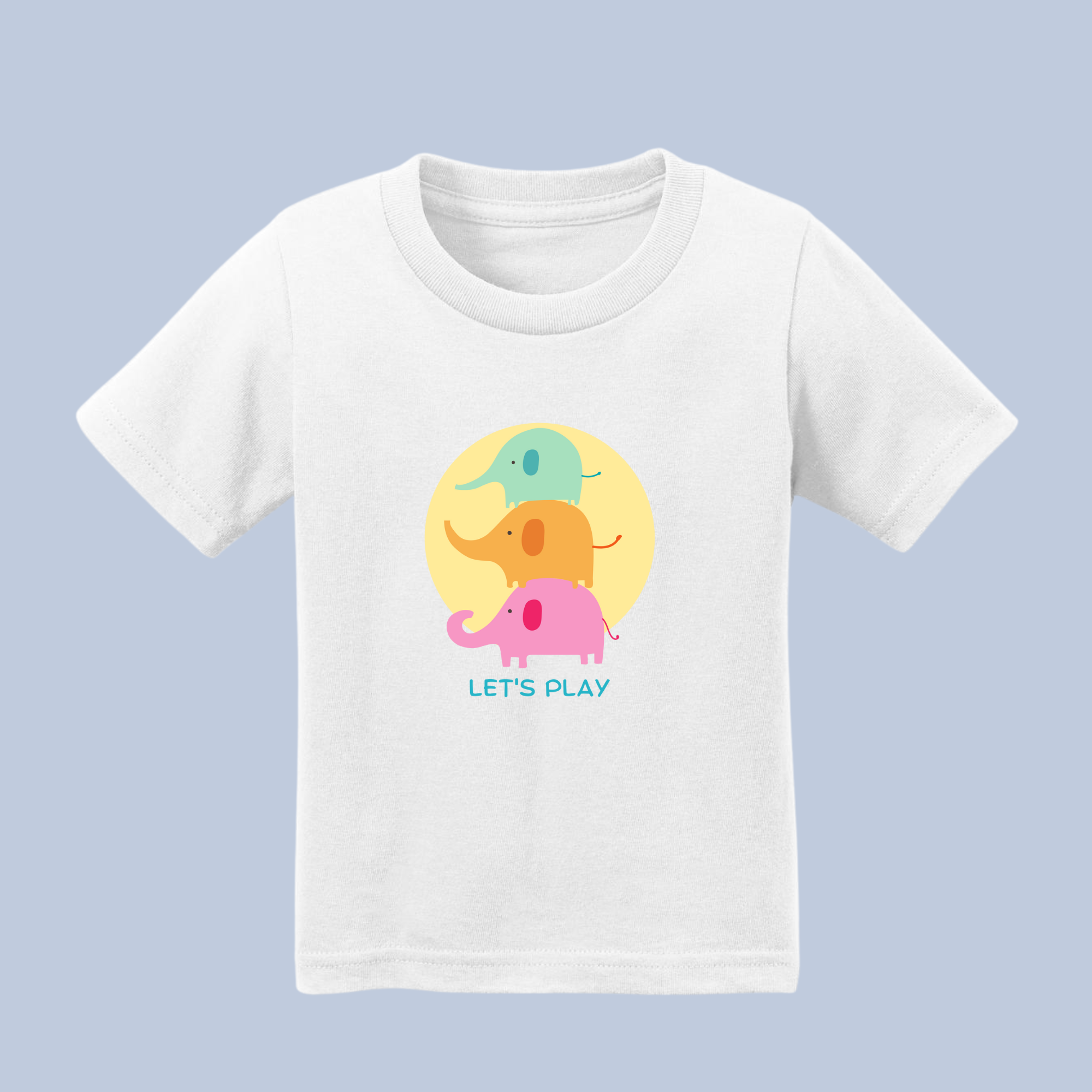 Let's Play Colorful Elephants Kids' T-Shirt - Soft Cotton Toddler Tee