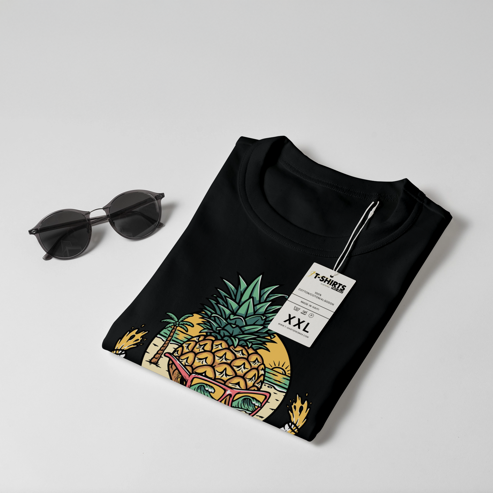 "Tropical Skull Pineapple" Beach Vibes Graphic T-Shirt - Black Unisex Tee 4