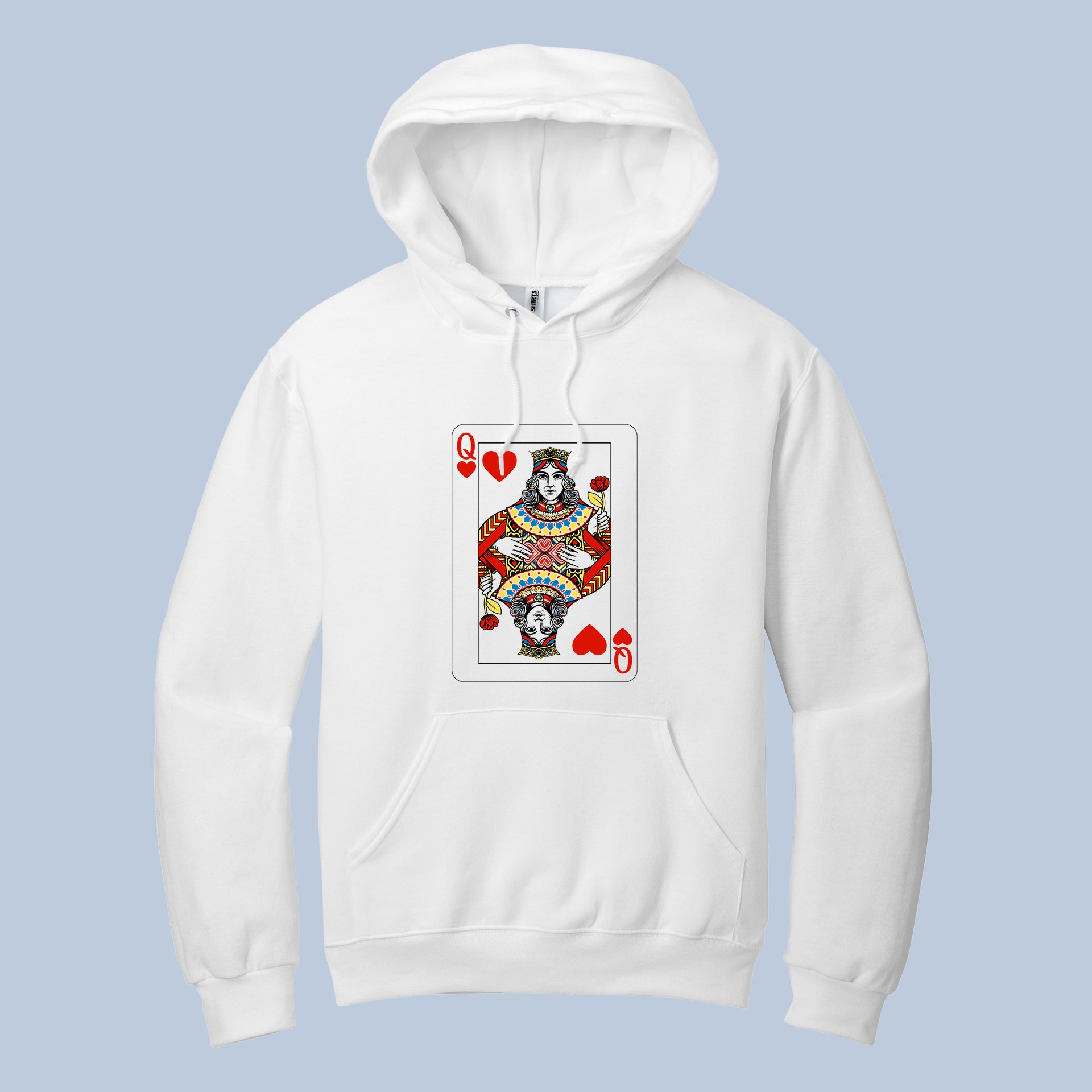 Queen of Hearts Card Hoodie | Playing Card Graphic Sweatshirt