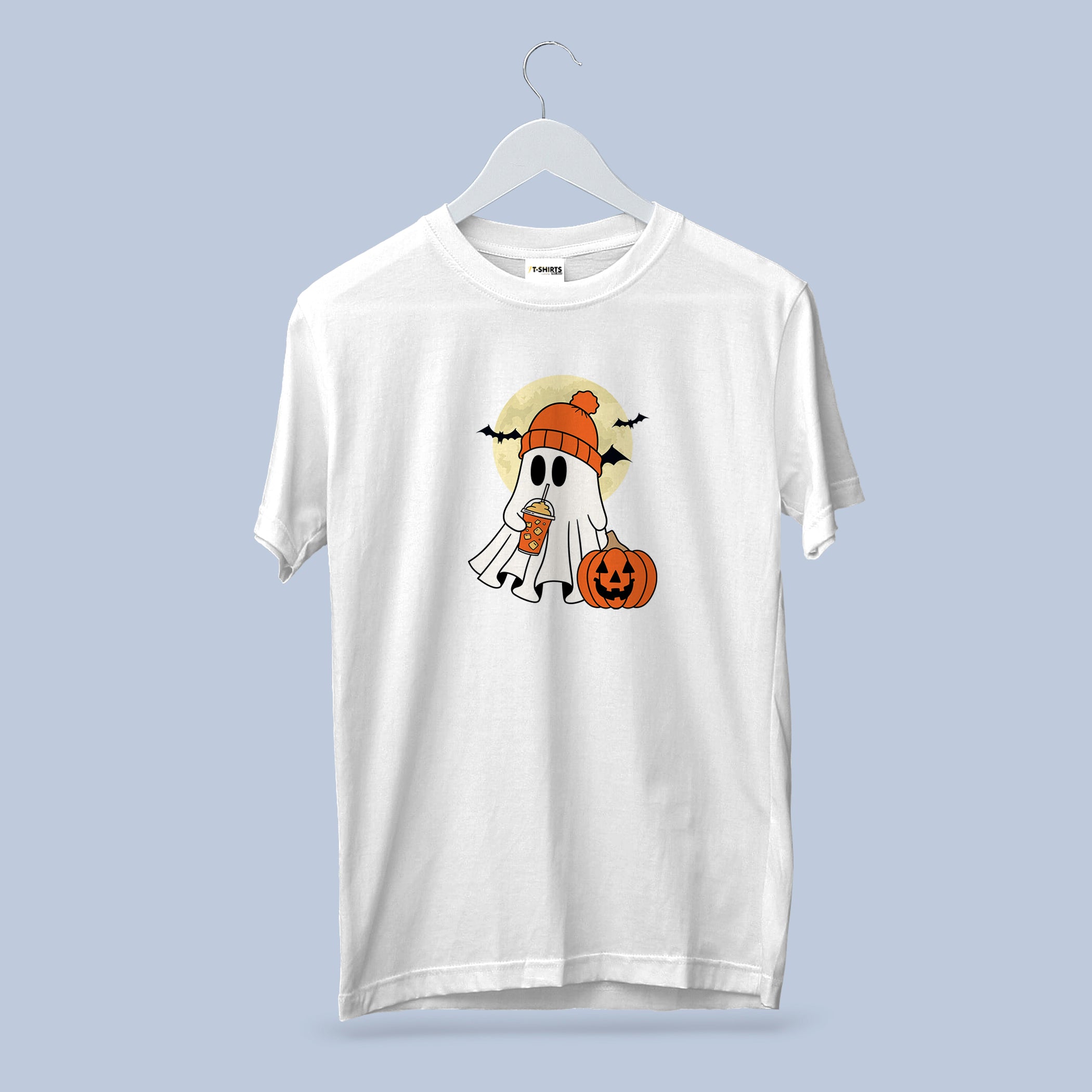 Cute Ghost Pumpkin Halloween T-Shirt – Spooky Fall Coffee Ghost Tee