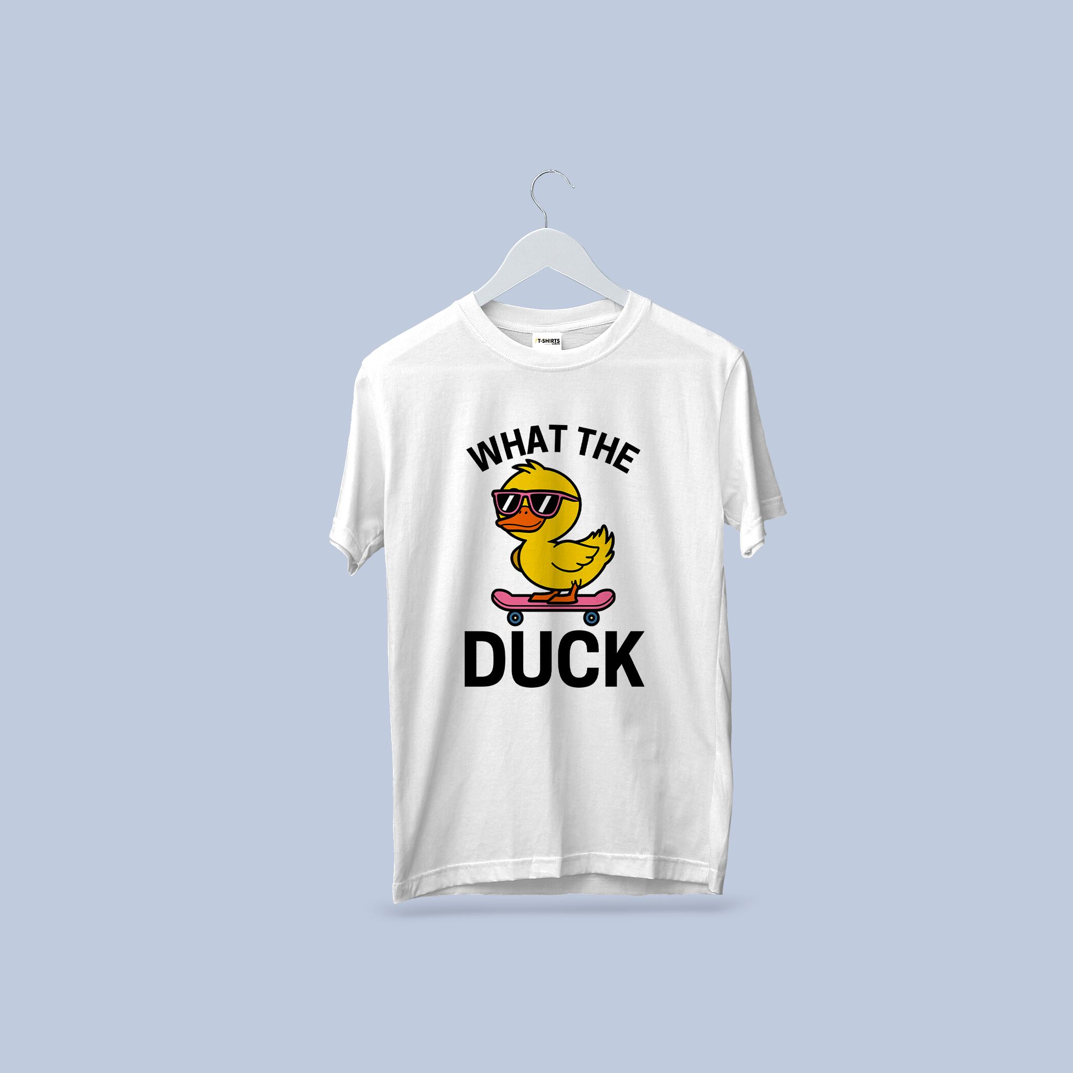 What The Duck?! Skater Duck Graphic Tee | Funny Animal White T-Shirt