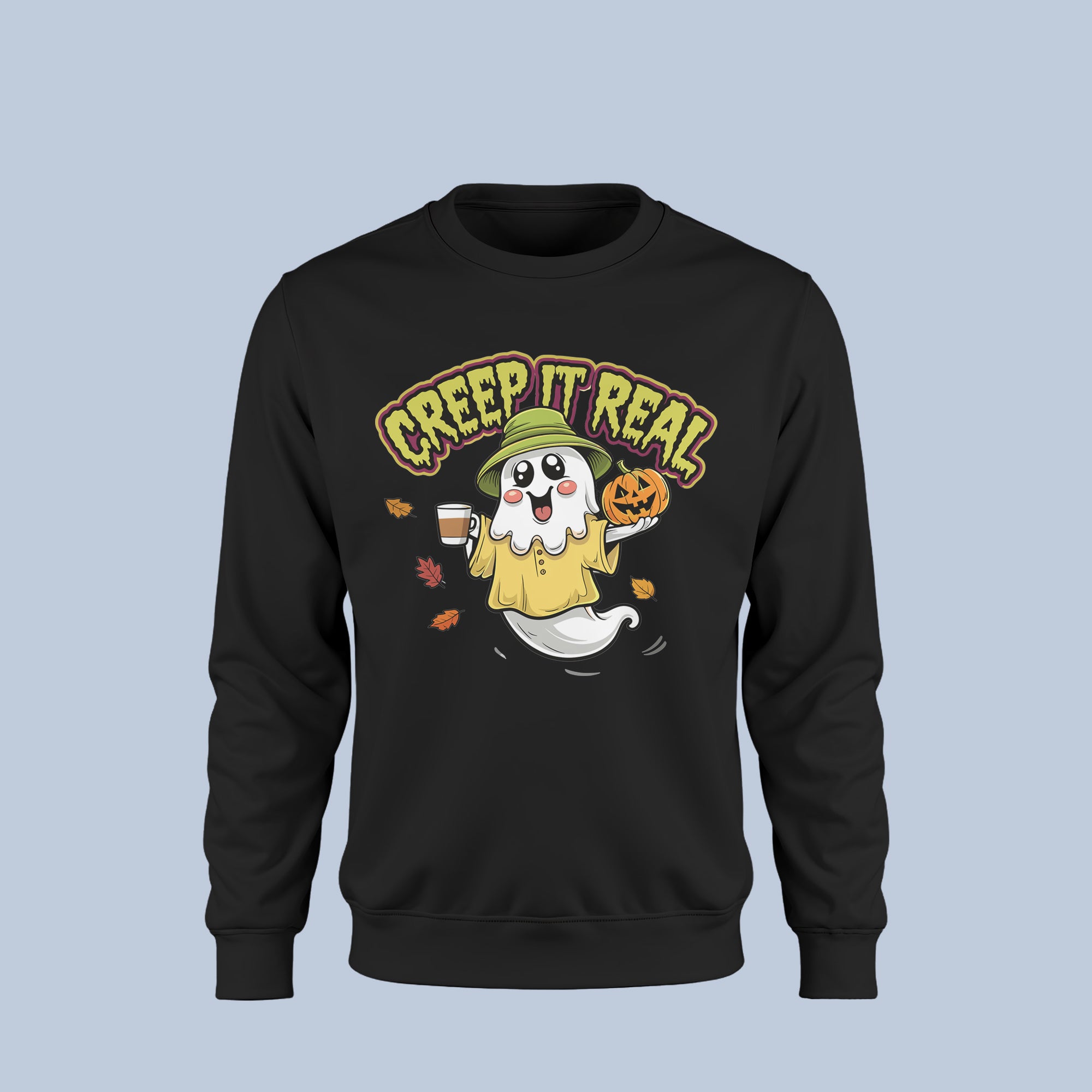 Creep It Real Halloween Sweatshirt – Cute Ghost Fall Pullover – Funny Spooky Season Crewneck for Women & Men