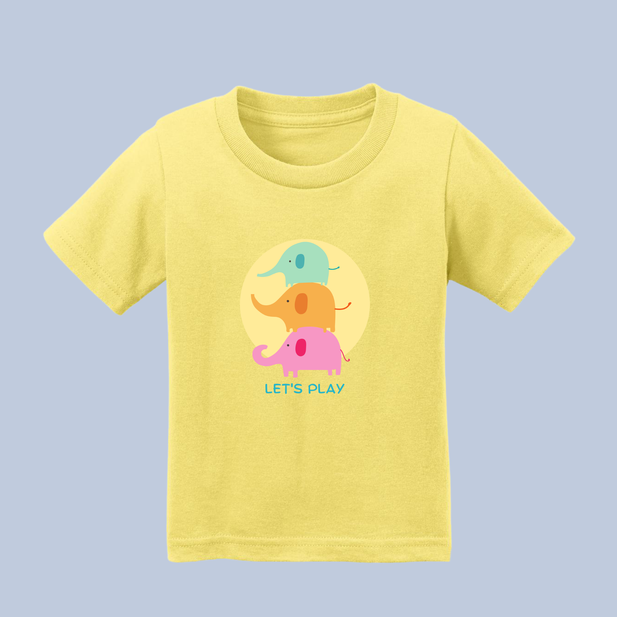 Let's Play Colorful Elephants Kids' T-Shirt - Soft Cotton Toddler Tee