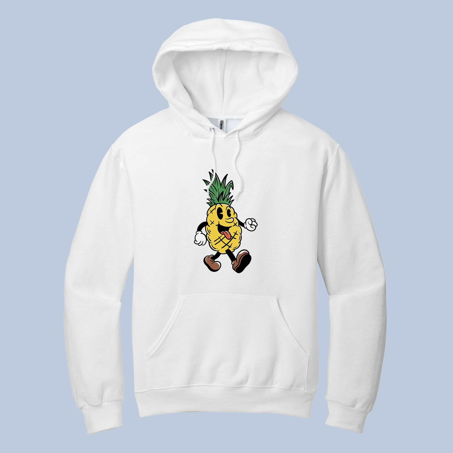 Happy Pineapple Walk" Unisex Hoodie | Cartoon Fruit Graphic Sweatshirt