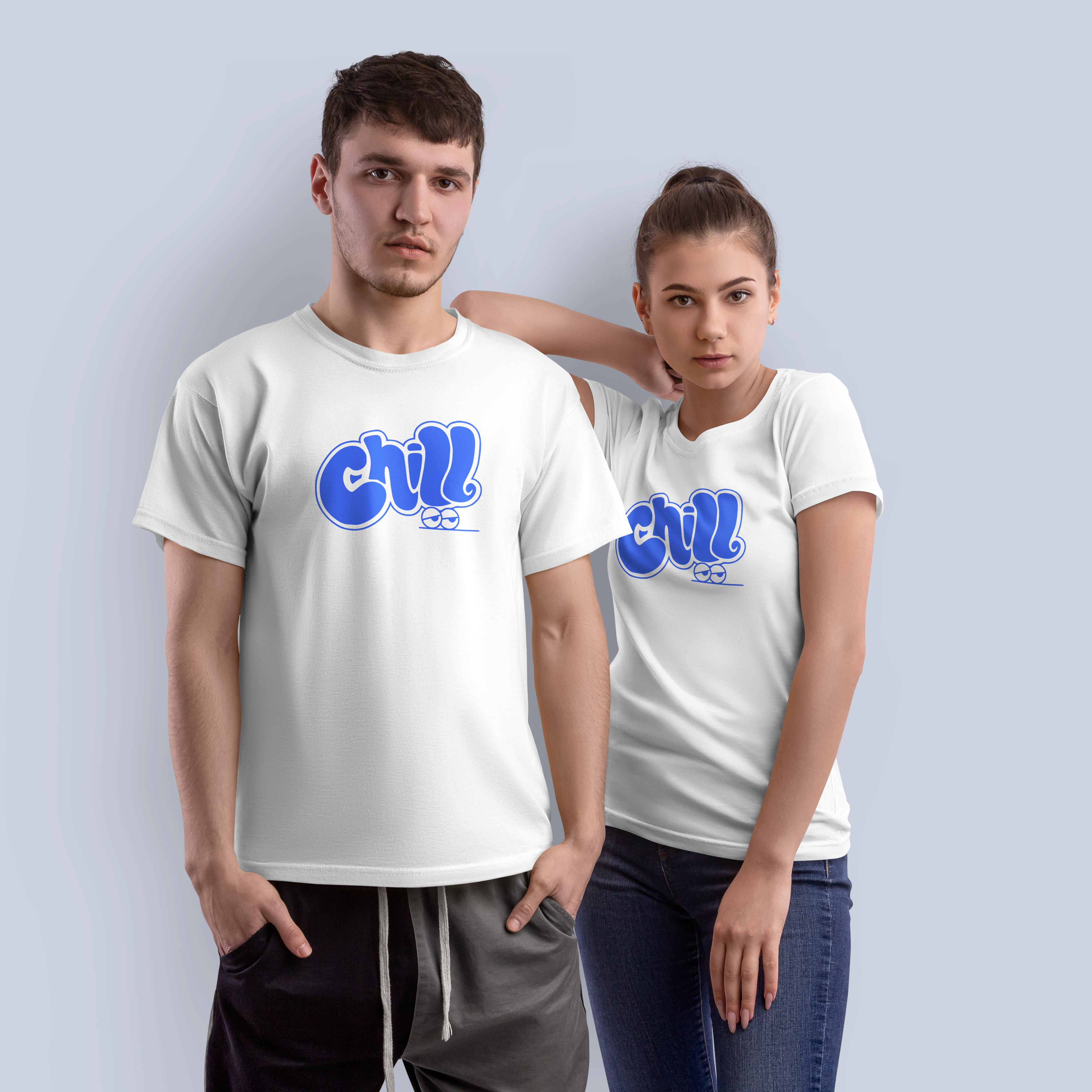 Chill Blue Bubble Font Graphic T-Shirt | Relaxed Vibes Tee 6