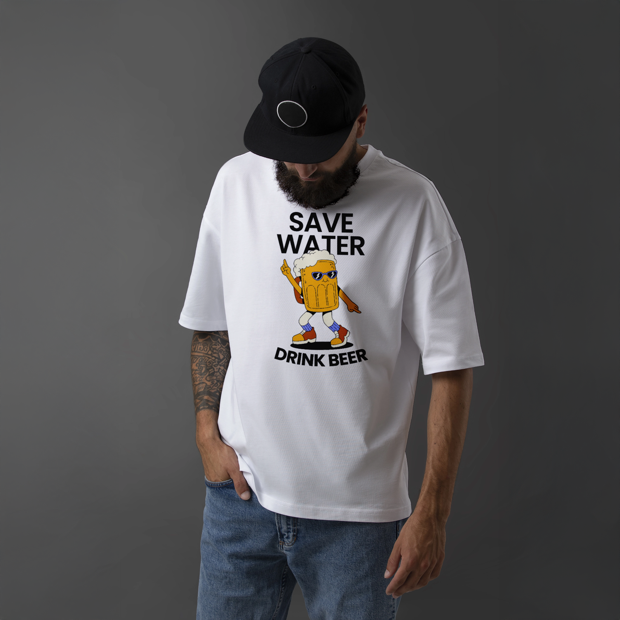 Save Water Drink Beer Funny Graphic T-Shirt – Unisex Casual Tee