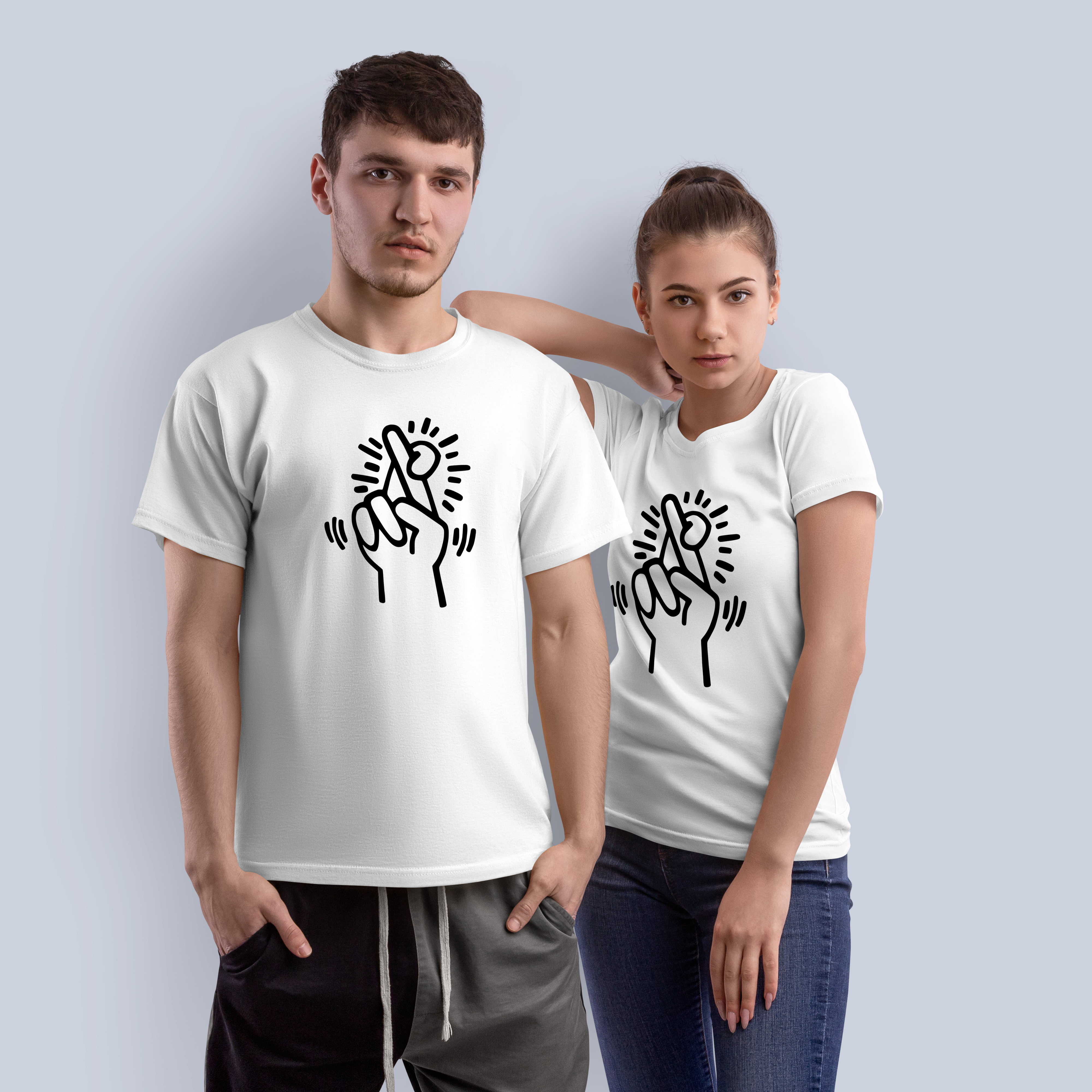 Fingers Crossed Hope & Luck Graphic T-Shirt | Street Art Style Tee 7