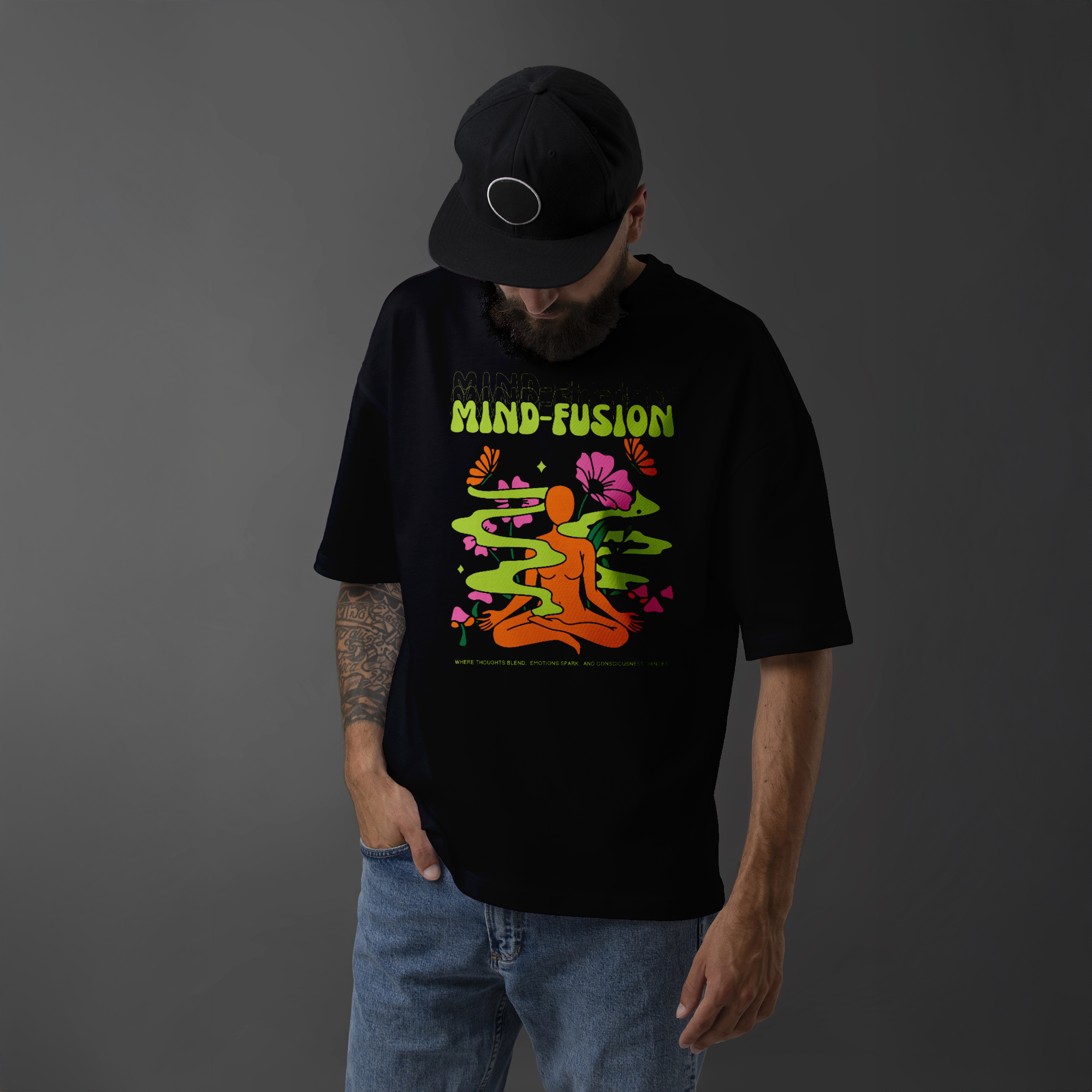 Mind-Fusion Meditation & Nature Black T-Shirt