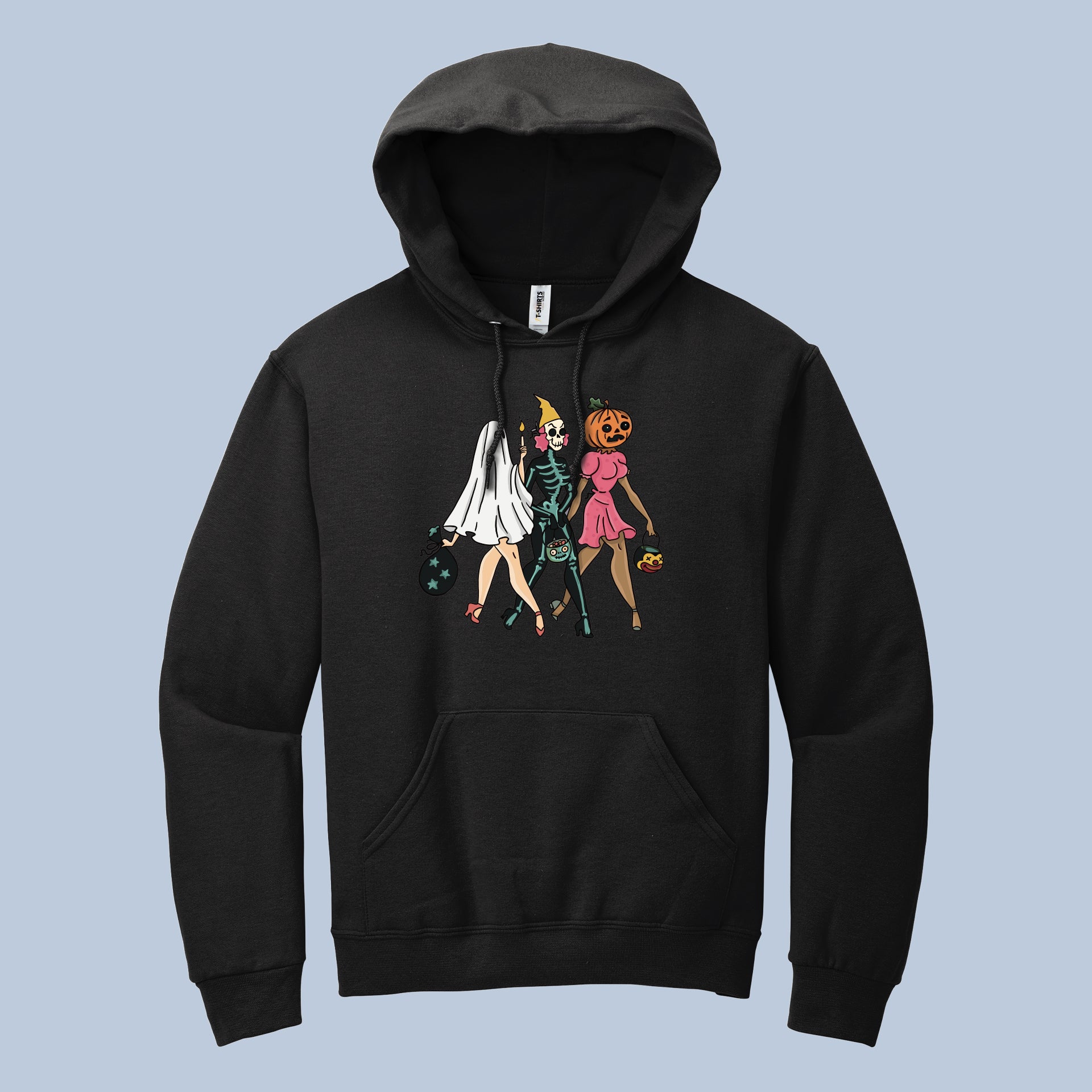 Girls Night Out Halloween Hoodie – Retro Ghost Skeleton Pumpkin Sweatshirt for Women