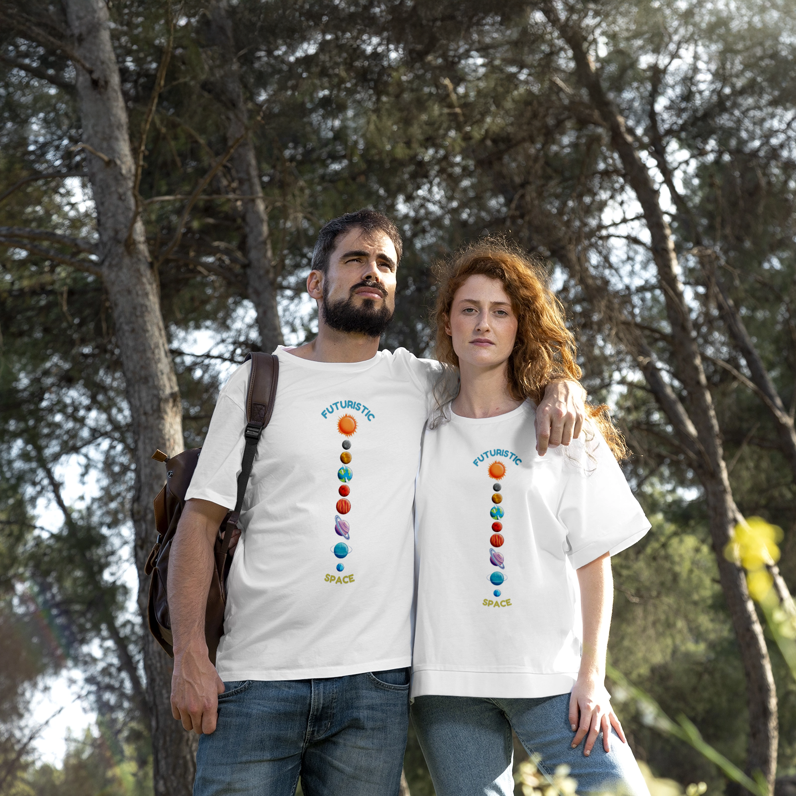 Futuristic Space T-Shirt – Planetary Solar System Design 3