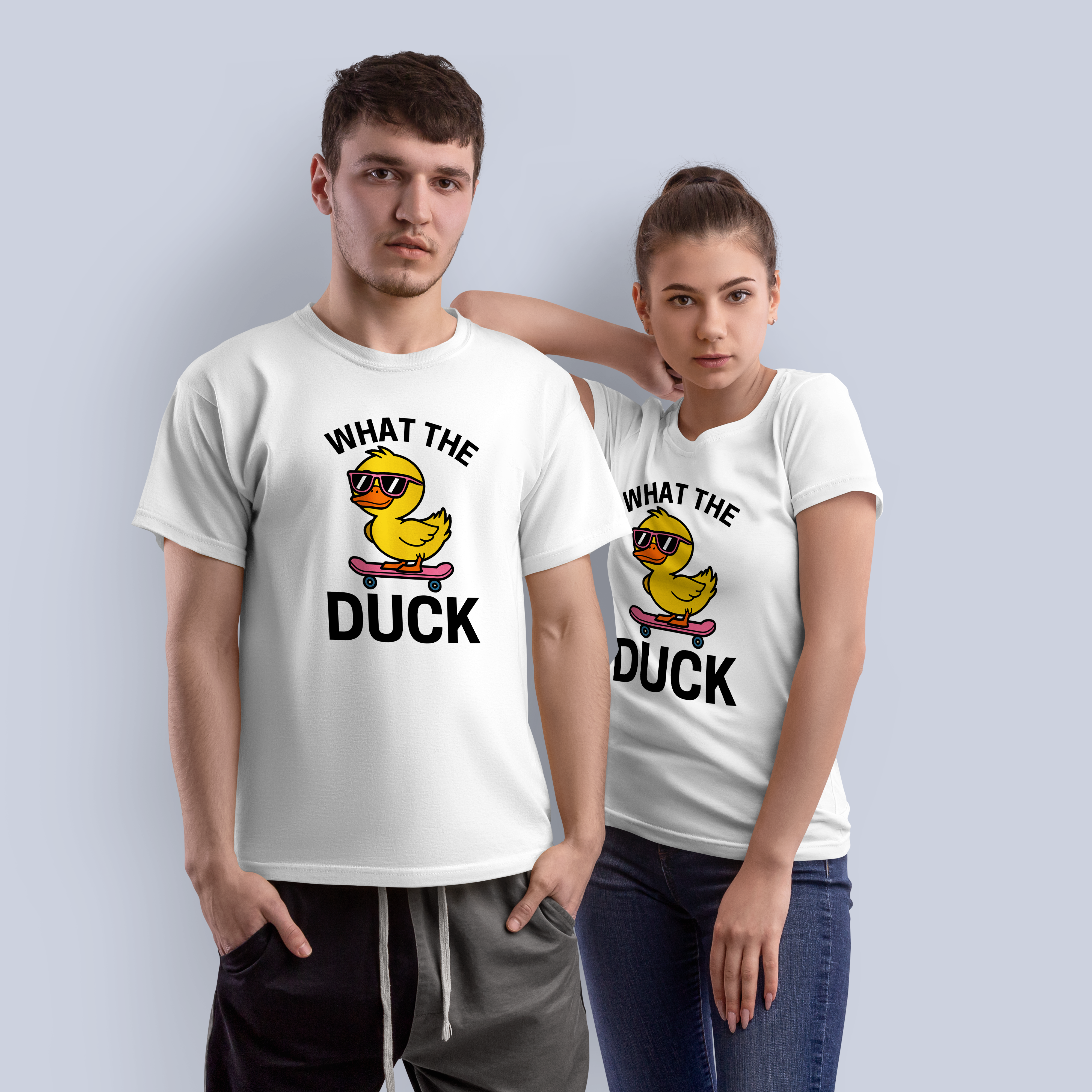 What The Duck?! Skater Duck Graphic Tee | Funny Animal White T-Shirt