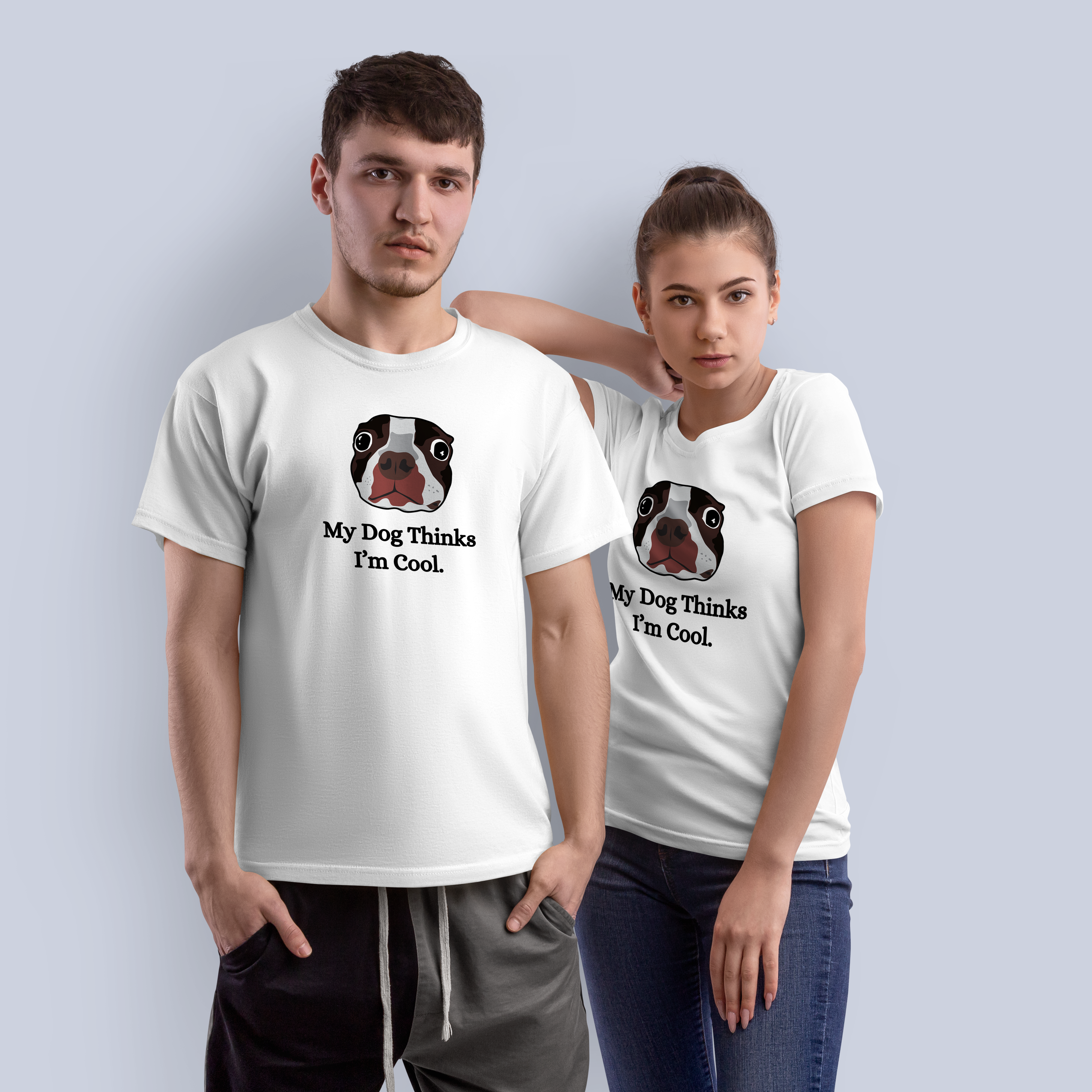 My Dog Thinks I'm Cool Graphic Tee | Funny Dog Lover White T-Shirt
