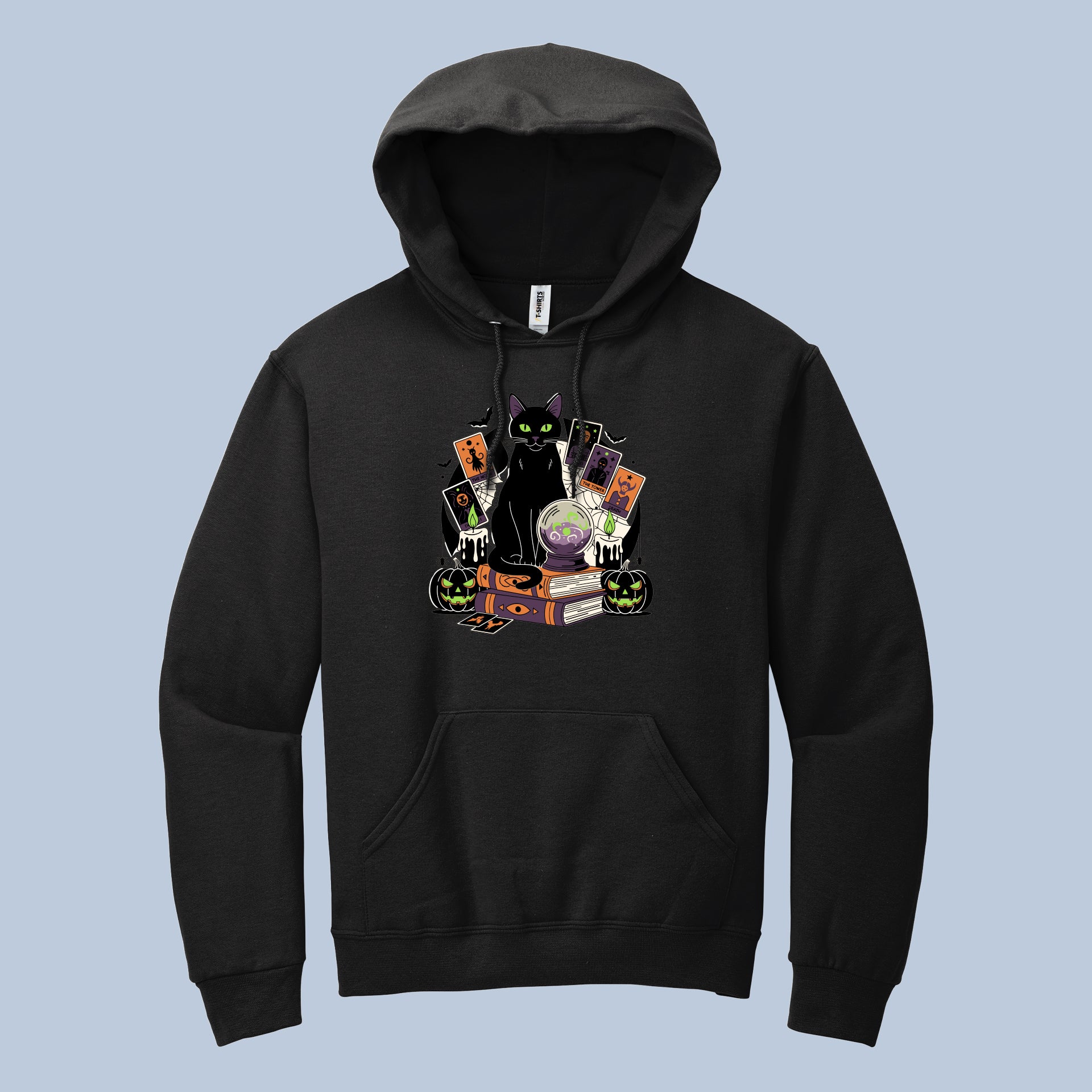 Mystic Black Cat Halloween Hoodie – Witchy Pumpkin Sweatshirt for Spooky Season