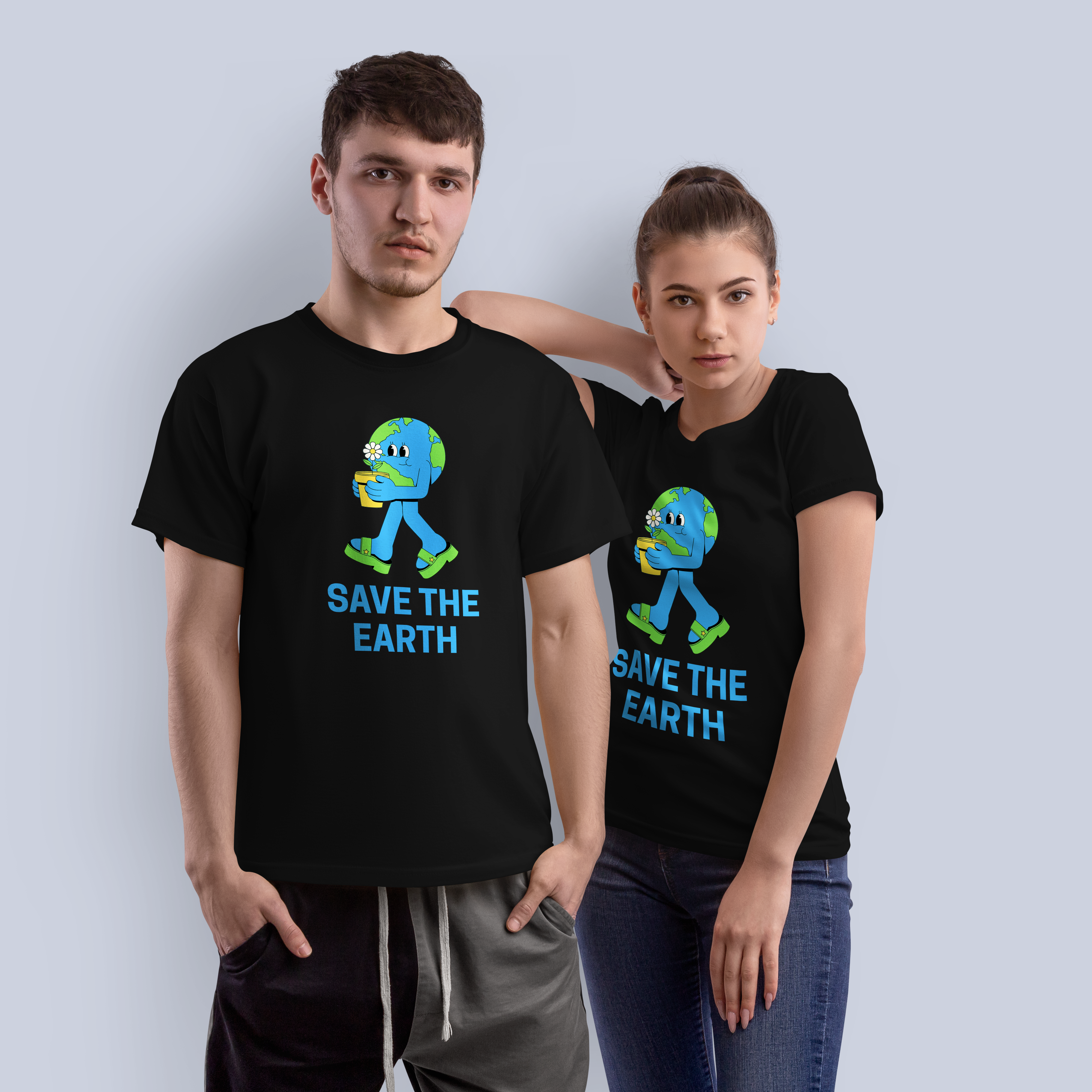 Save The Earth Black T-Shirt - Eco-Friendly Design