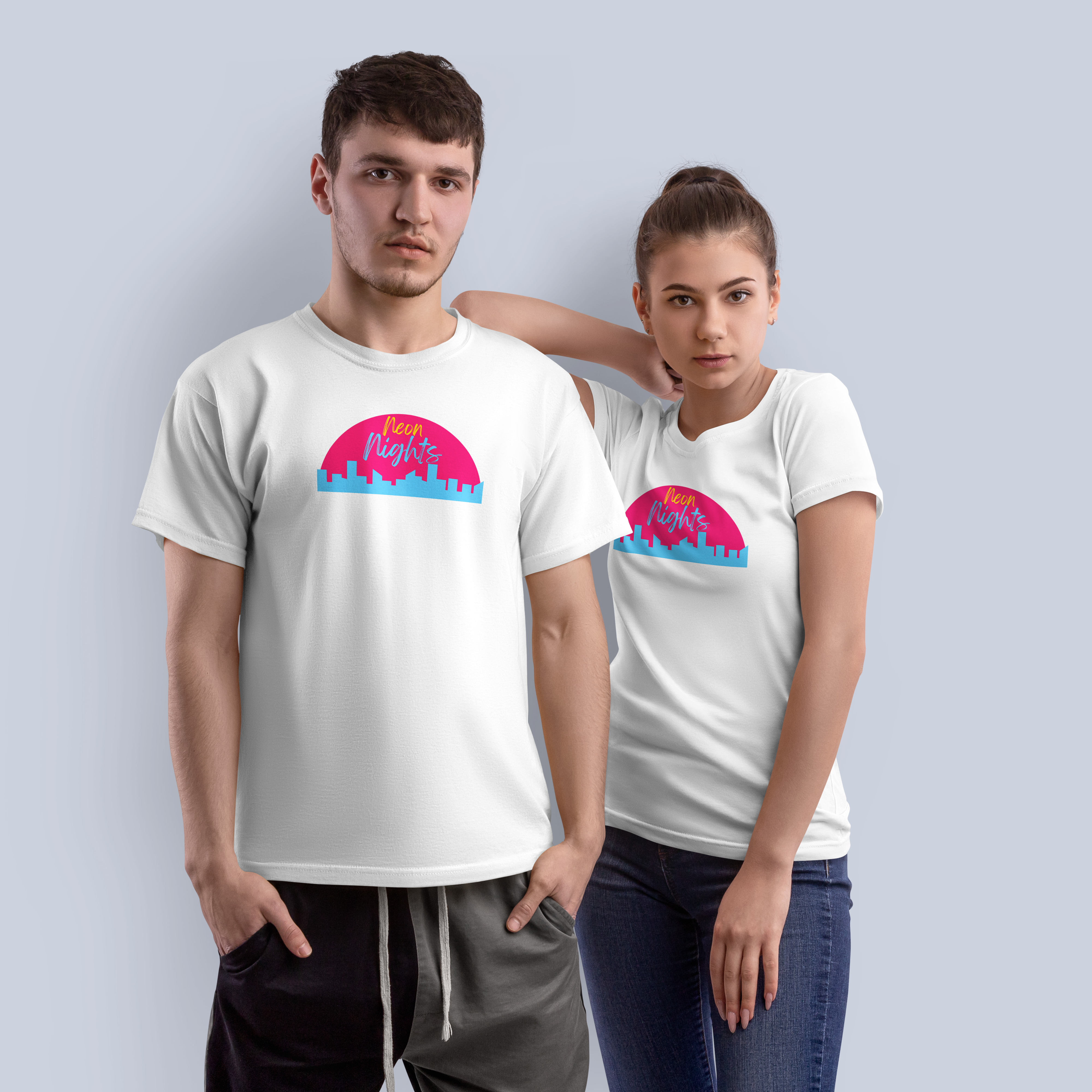 Neon Nights Cityscape Retro T-Shirt