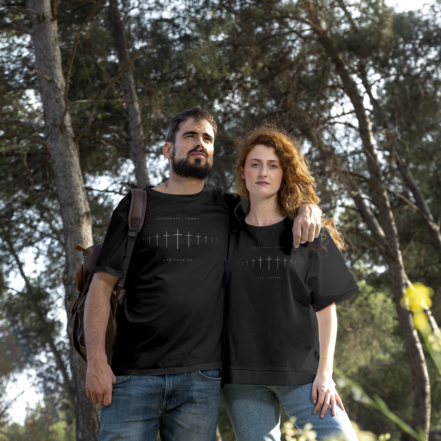 Christian Cross T-Shirt – Yesterday Today and Forever | Faith-Based Tee 3