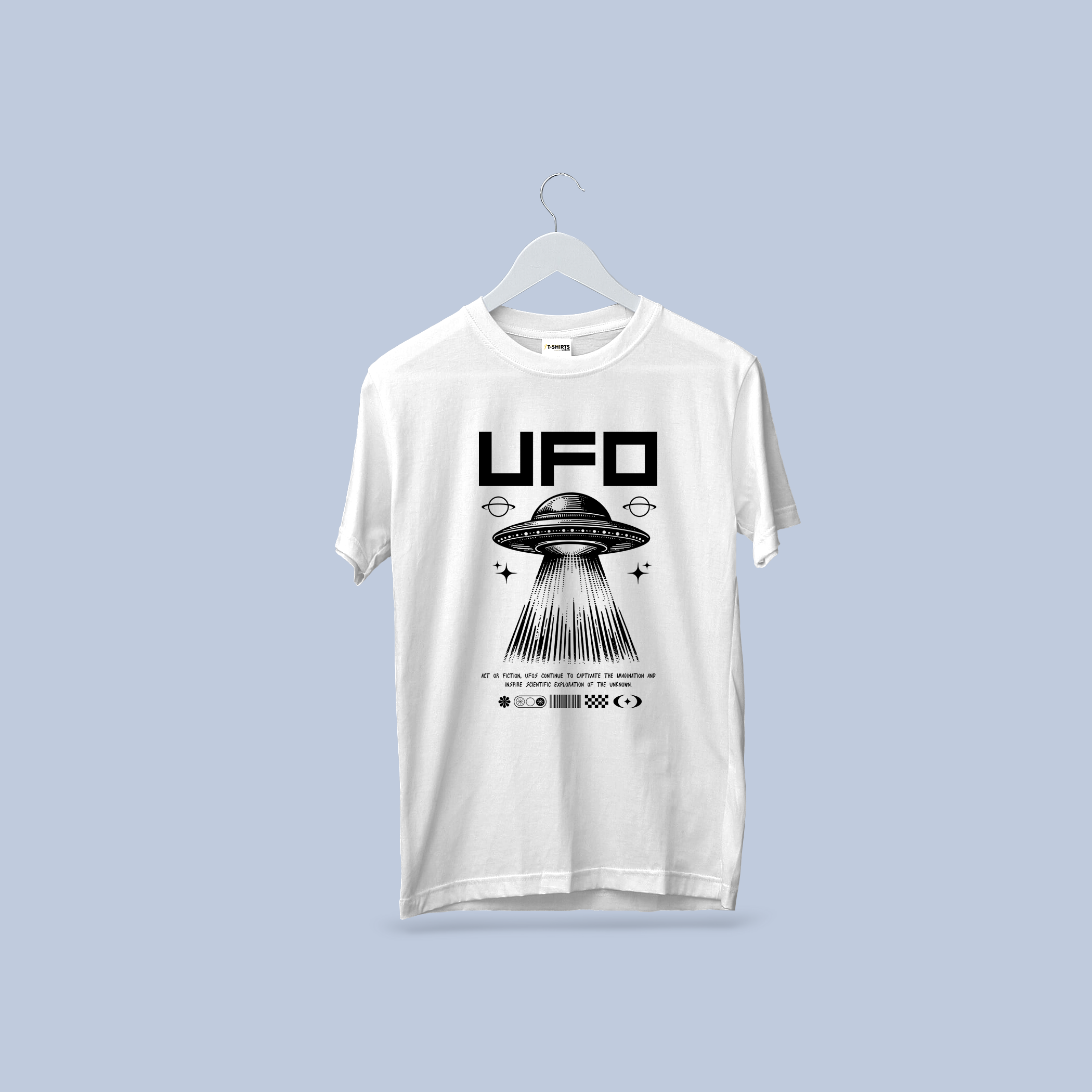 Classic UFO Flying Saucer White Graphic T-Shirt