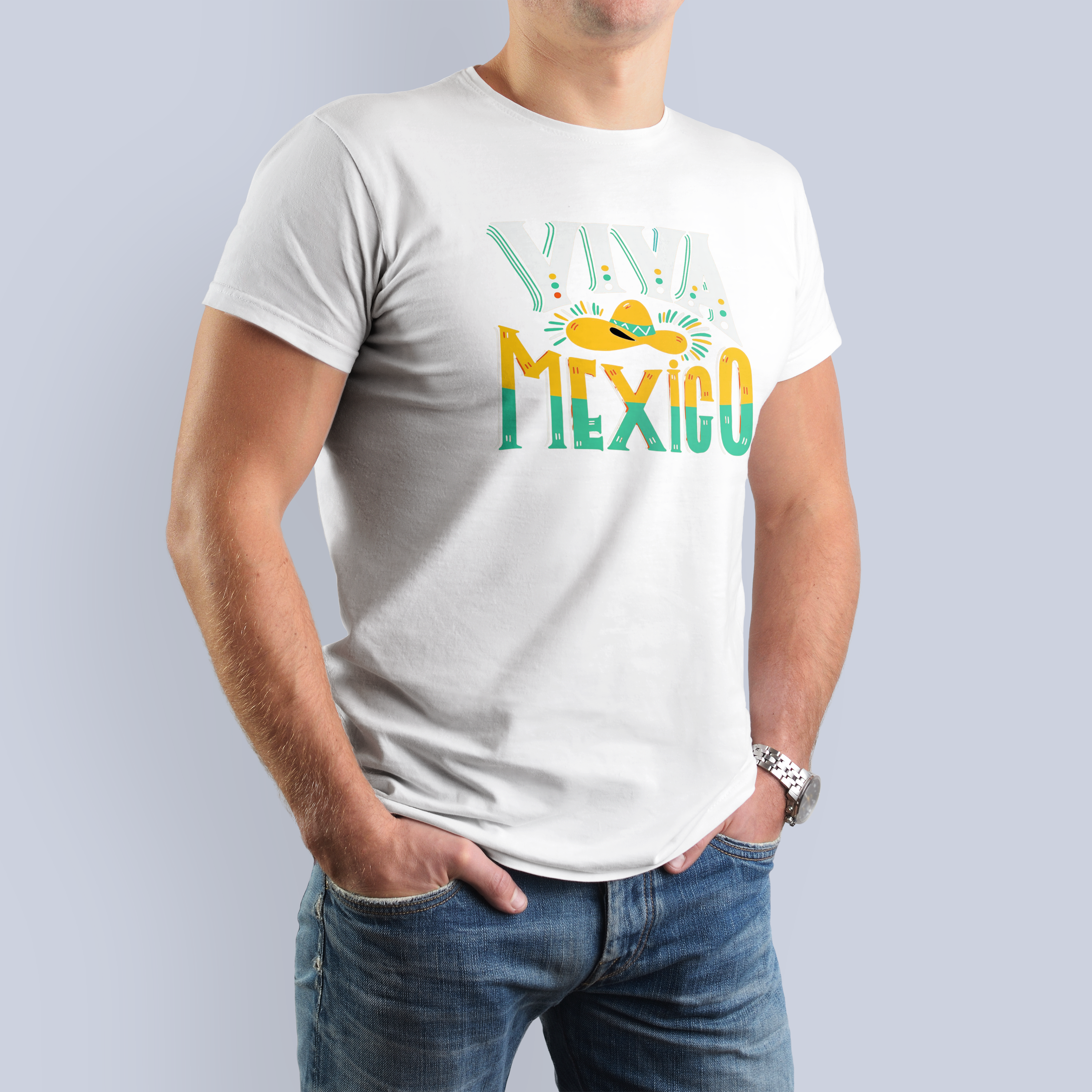 Viva Mexico Sombrero & Confetti Graphic T-Shirt 8