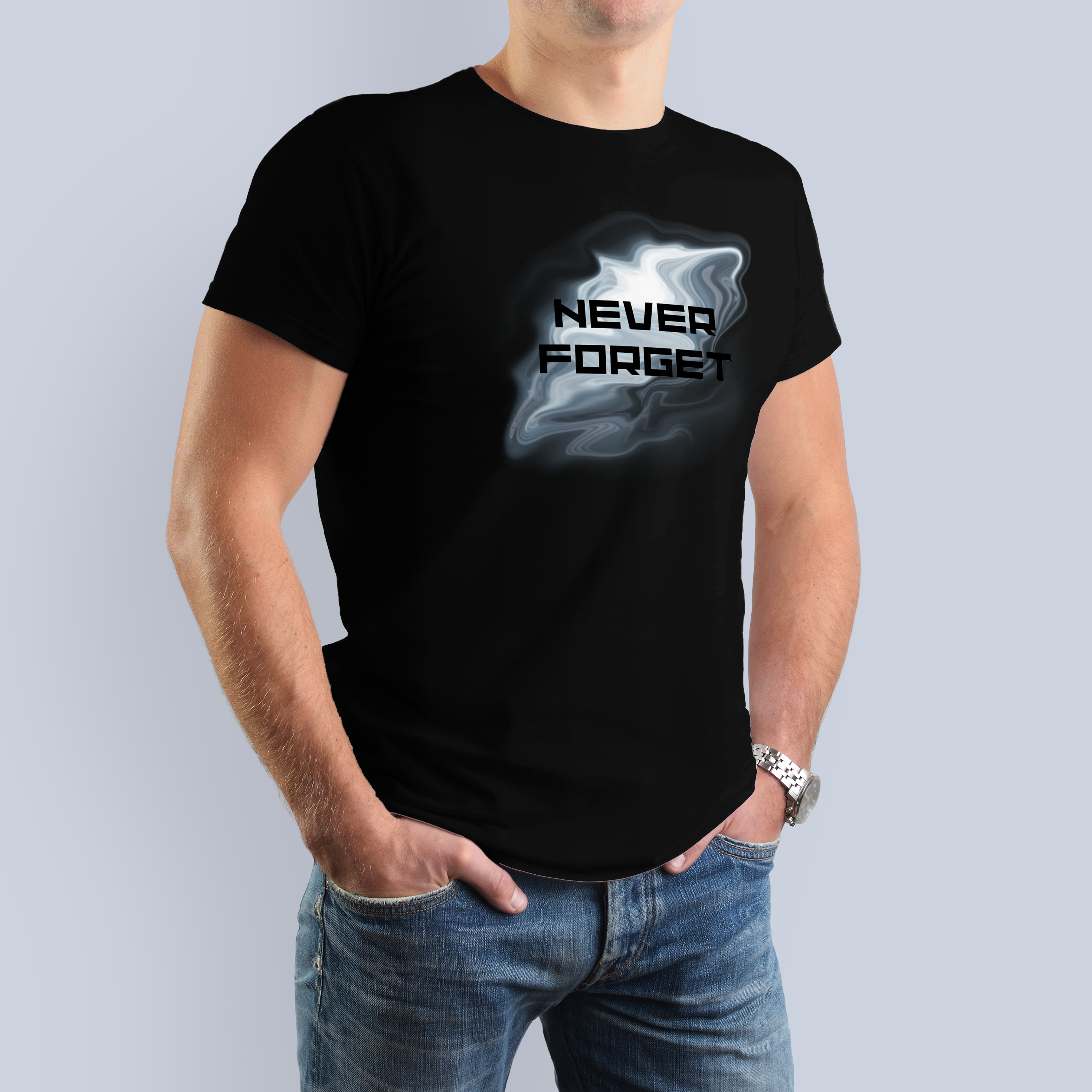 NEVER FORGET Abstract Swirl Graphic T-Shirt 3
