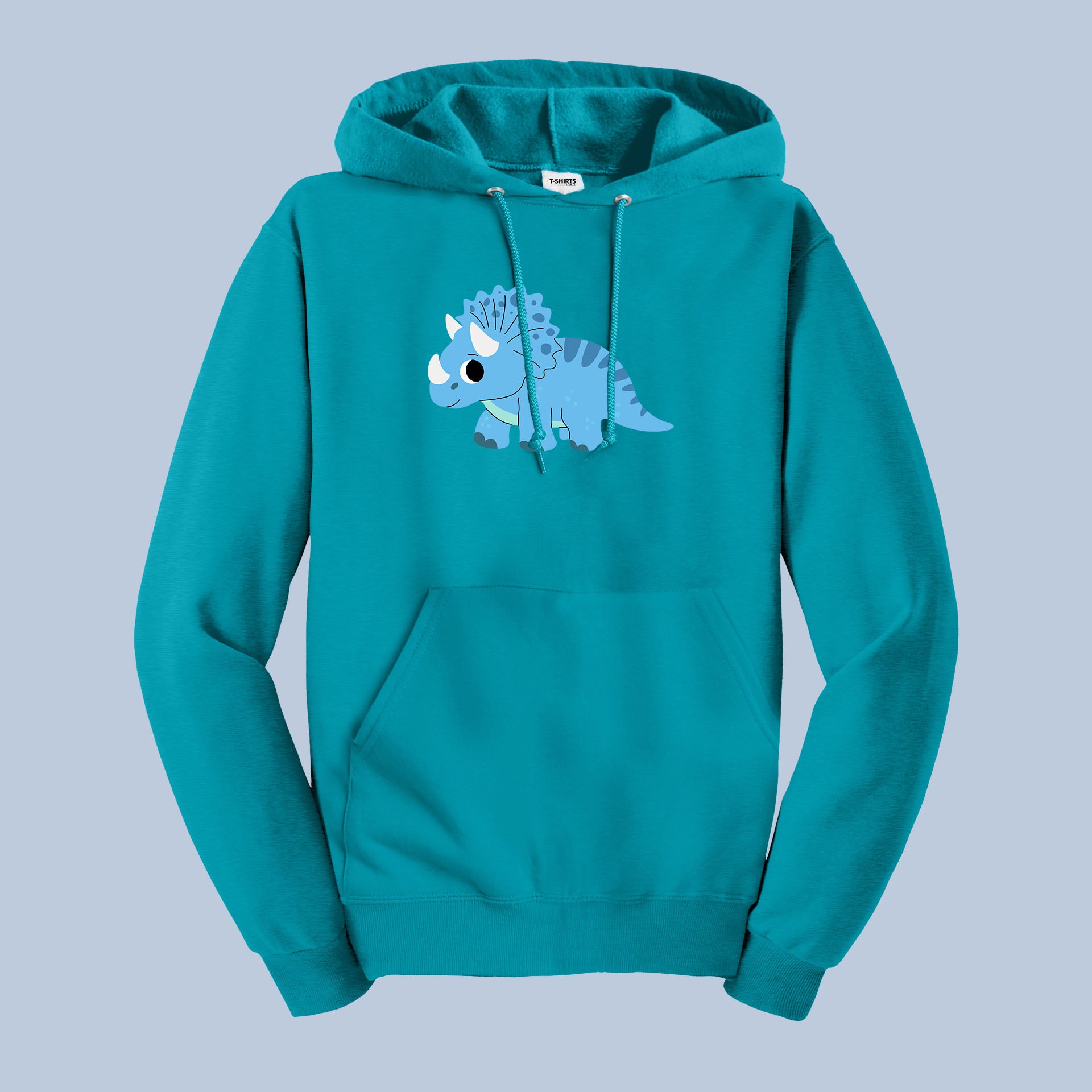 Cute Dinosaur Hoodie – Blue Triceratops Cartoon Pullover 3