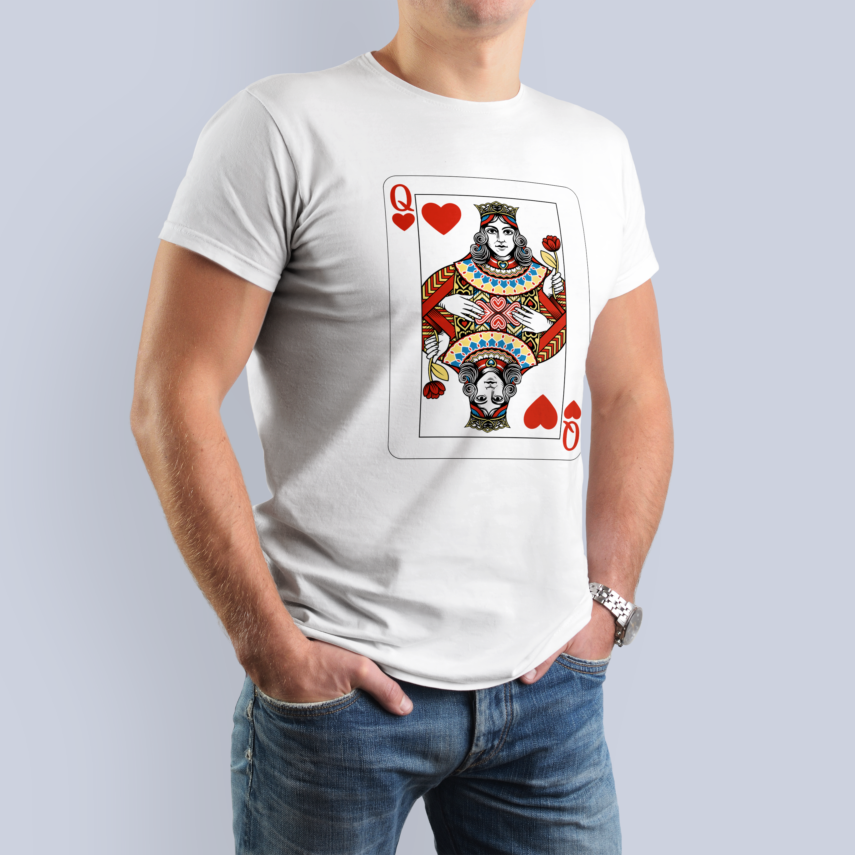Queen of Hearts Playing Card Graphic T-Shirt 3