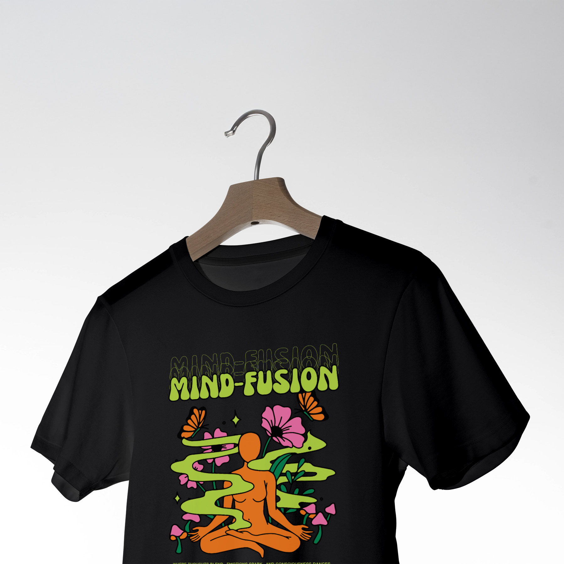 Mind-Fusion Meditation & Nature Black T-Shirt 3