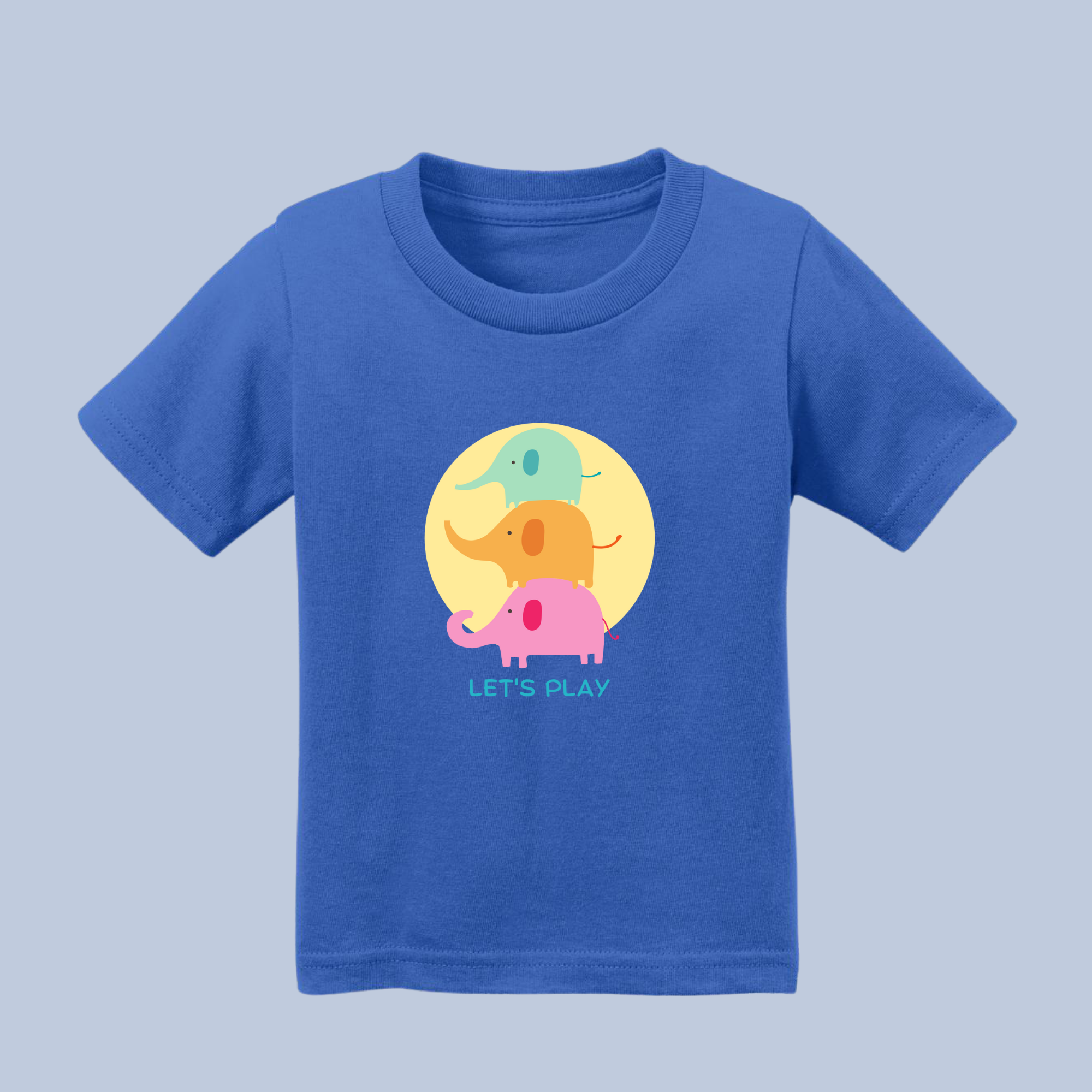 Let's Play Colorful Elephants Kids' T-Shirt - Soft Cotton Toddler Tee 3