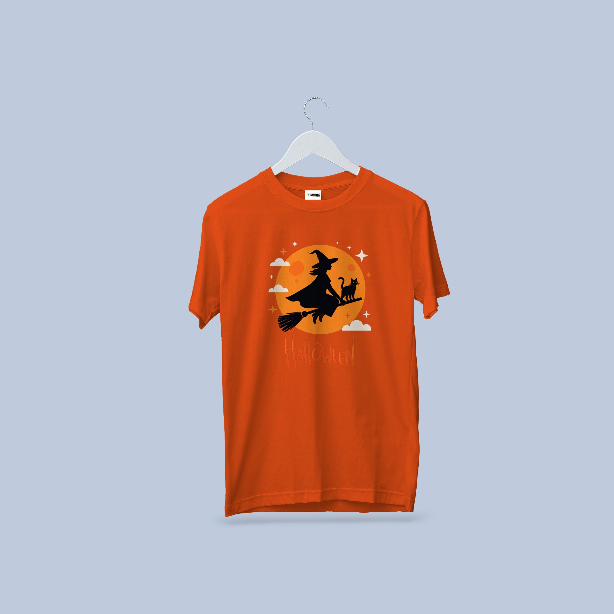 Halloween Witch T-Shirt – Spooky Flying Witch and Cat Tee with Full Moon 3