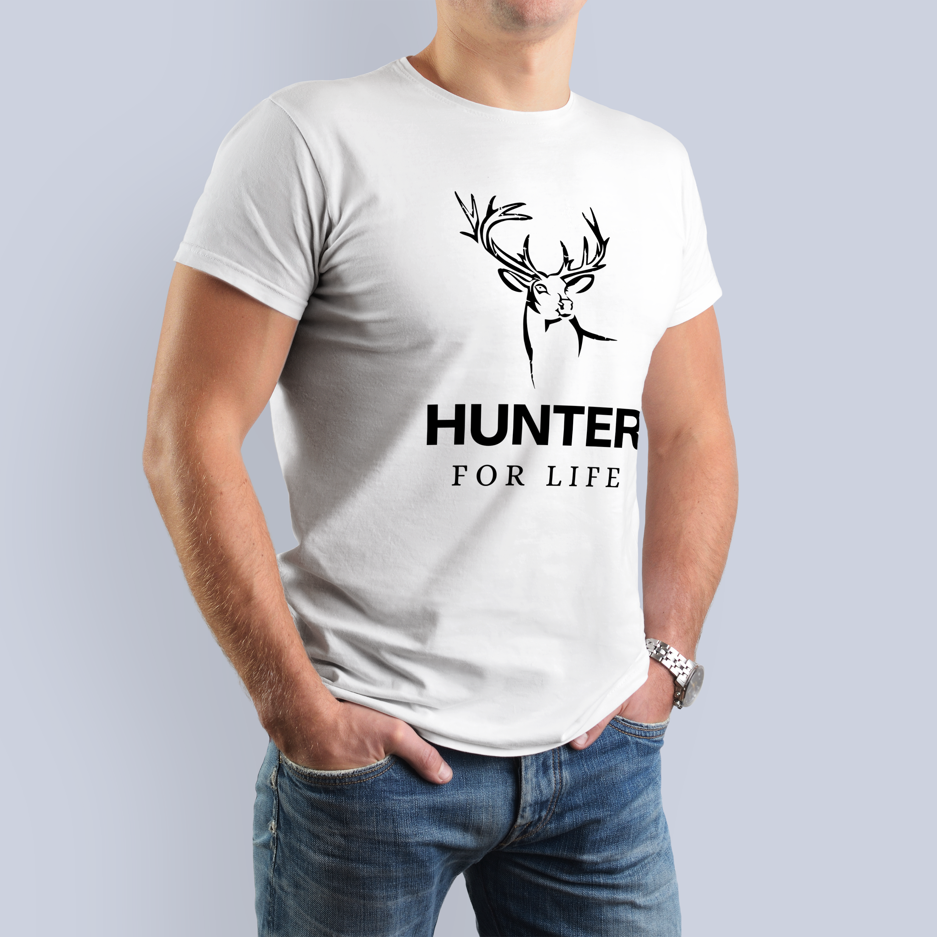HUNTER FOR LIFE with Deer Graphic T-Shirt 3