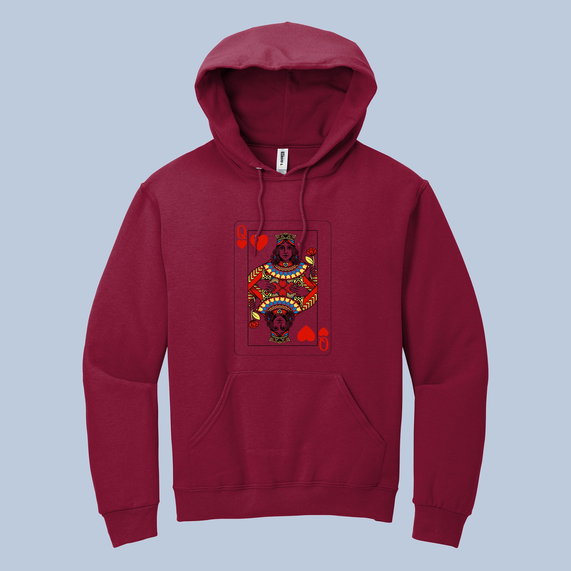Queen of Hearts Card Hoodie | Playing Card Graphic Sweatshirt 3