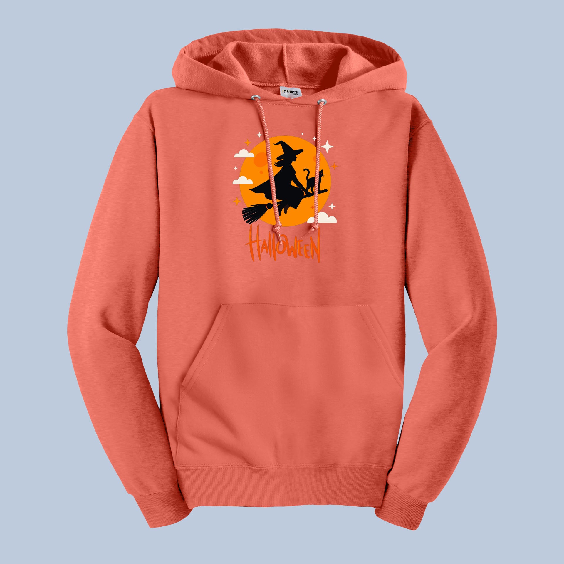 Halloween Witch Hoodie – Spooky Black Cat & Witch Flying on Broomstick Sweatshirt for Trick or Treat, Haunted House & Party 3