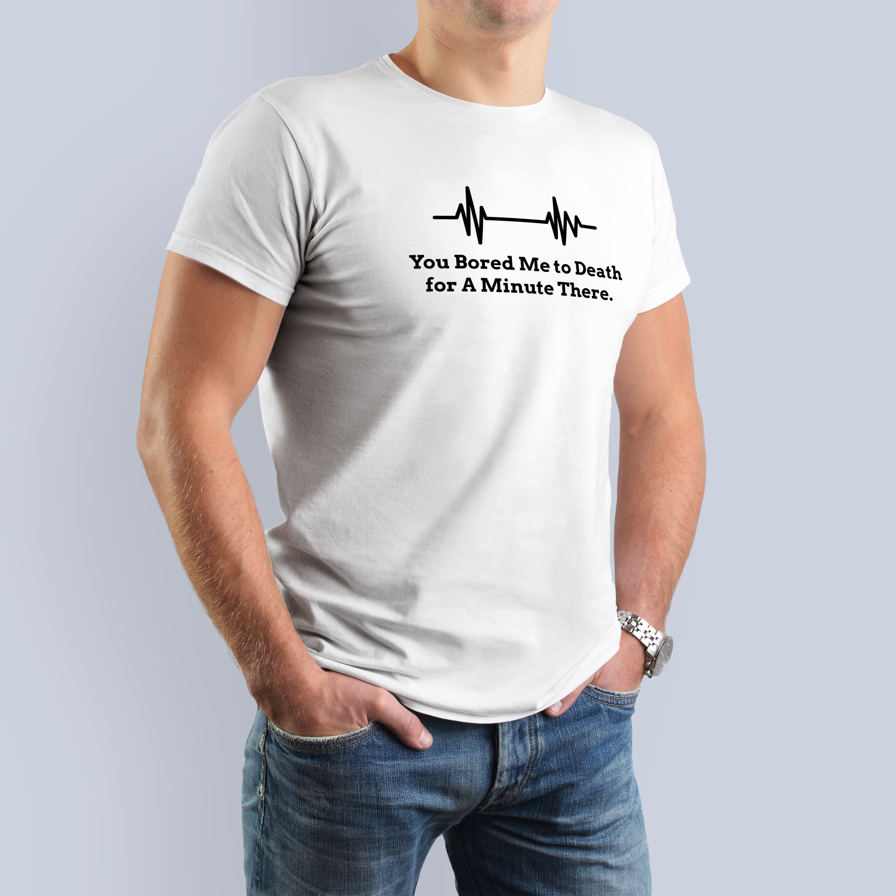 You Bored Me to Death Pulse Line Tee | Funny EKG Humor White T-Shirt 3