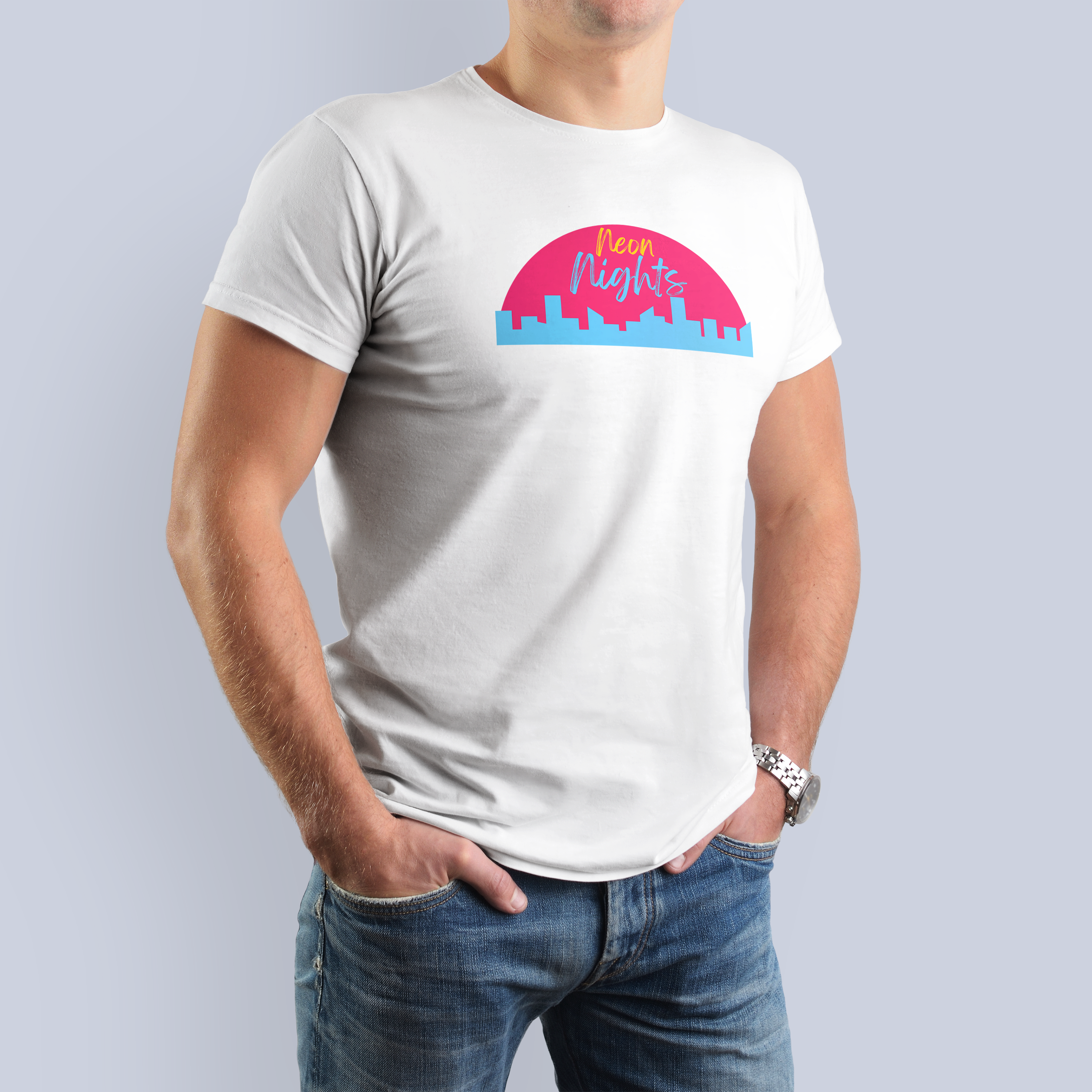 Neon Nights Cityscape Retro T-Shirt 3