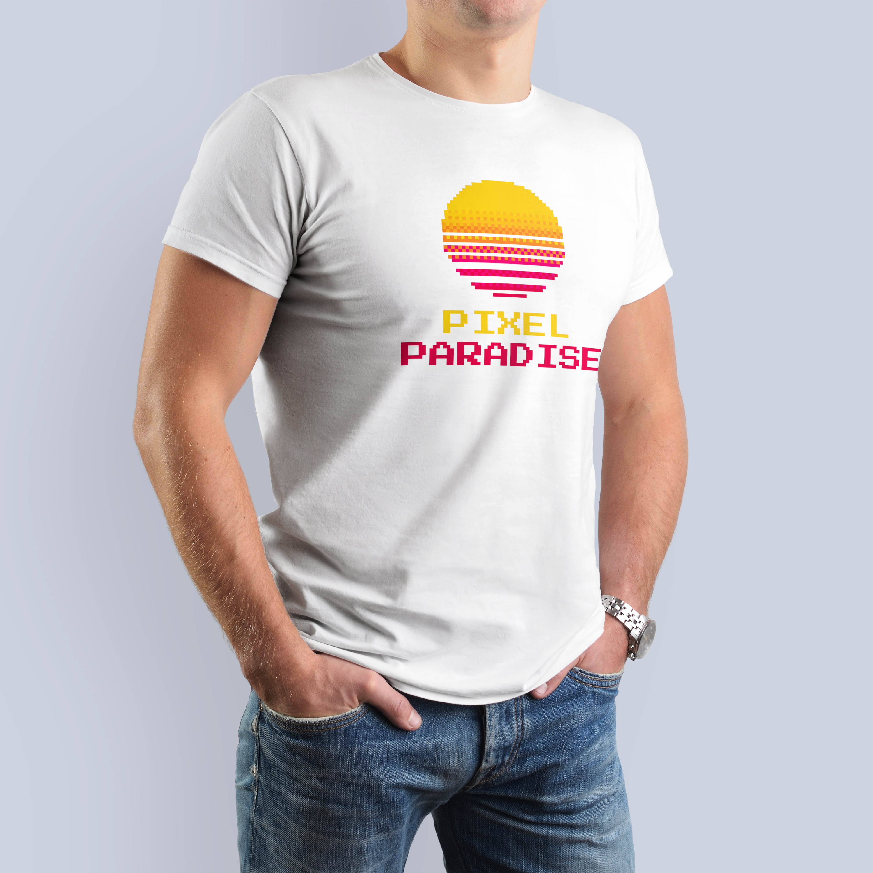Pixel Paradise Retro Sunset T-Shirt 3
