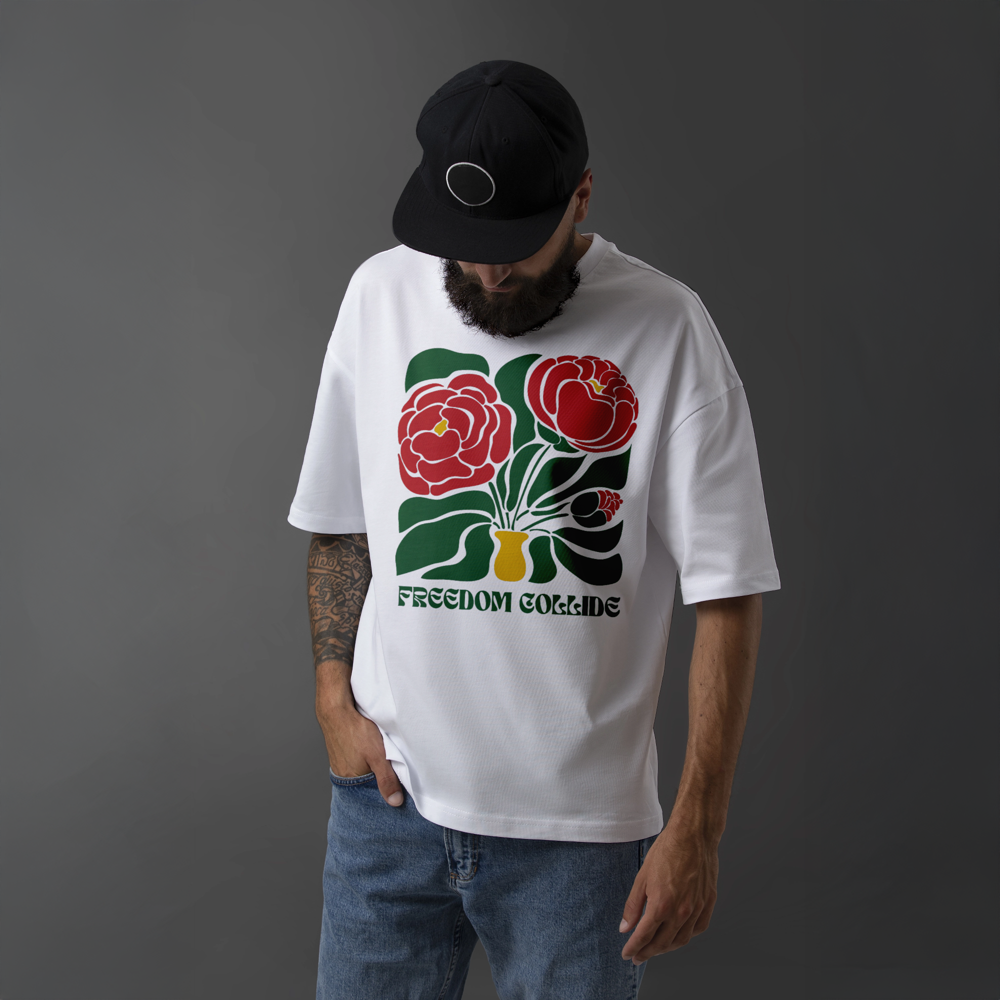Freedom Collide: Retro Floral Graphic T-Shirt