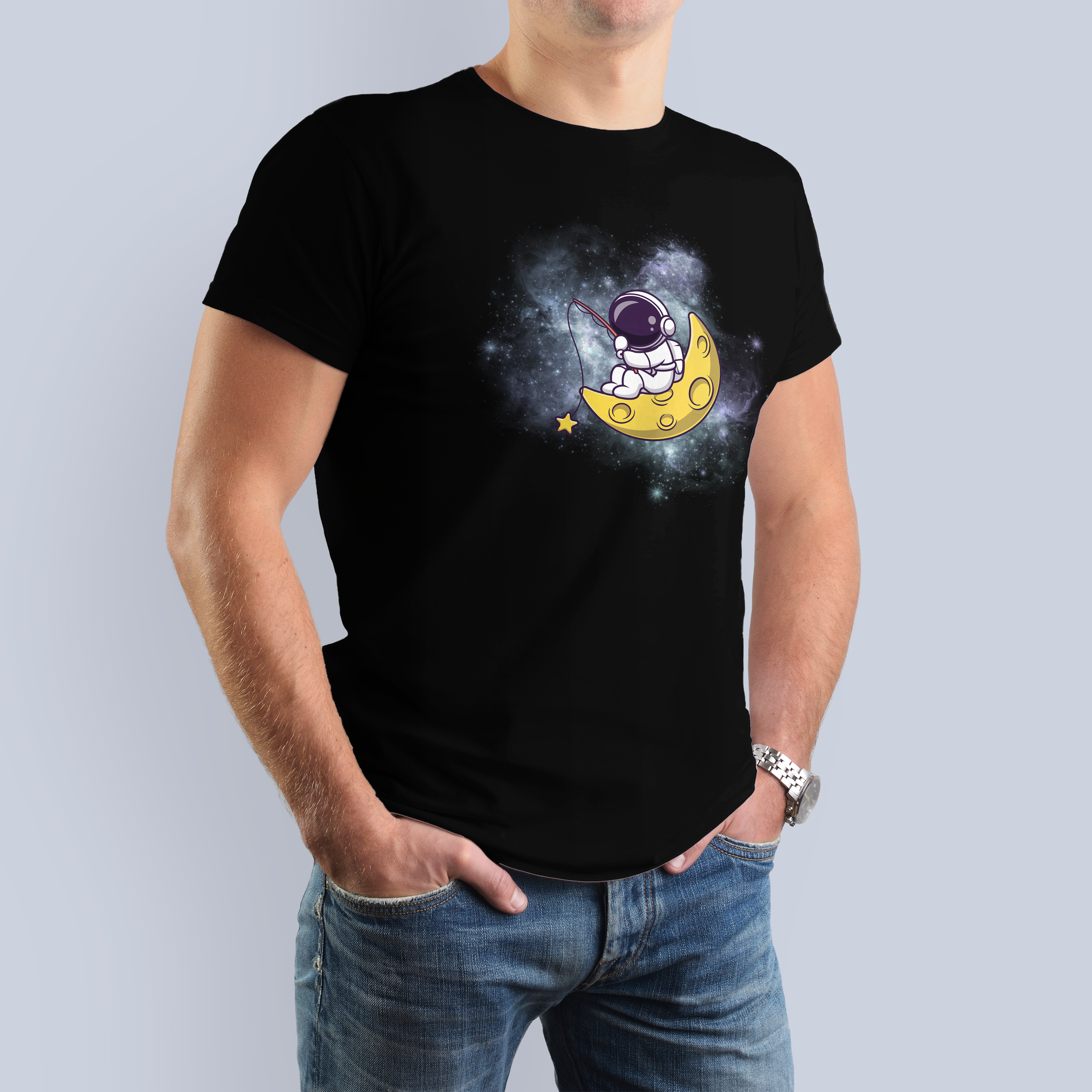 Astronaut Moon Fishing T-Shirt - Dreamy Space Tee 3